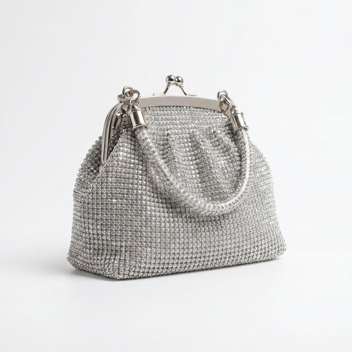 Borsa da Sera in Mesh di Strass Argento - Stile Donna Bags