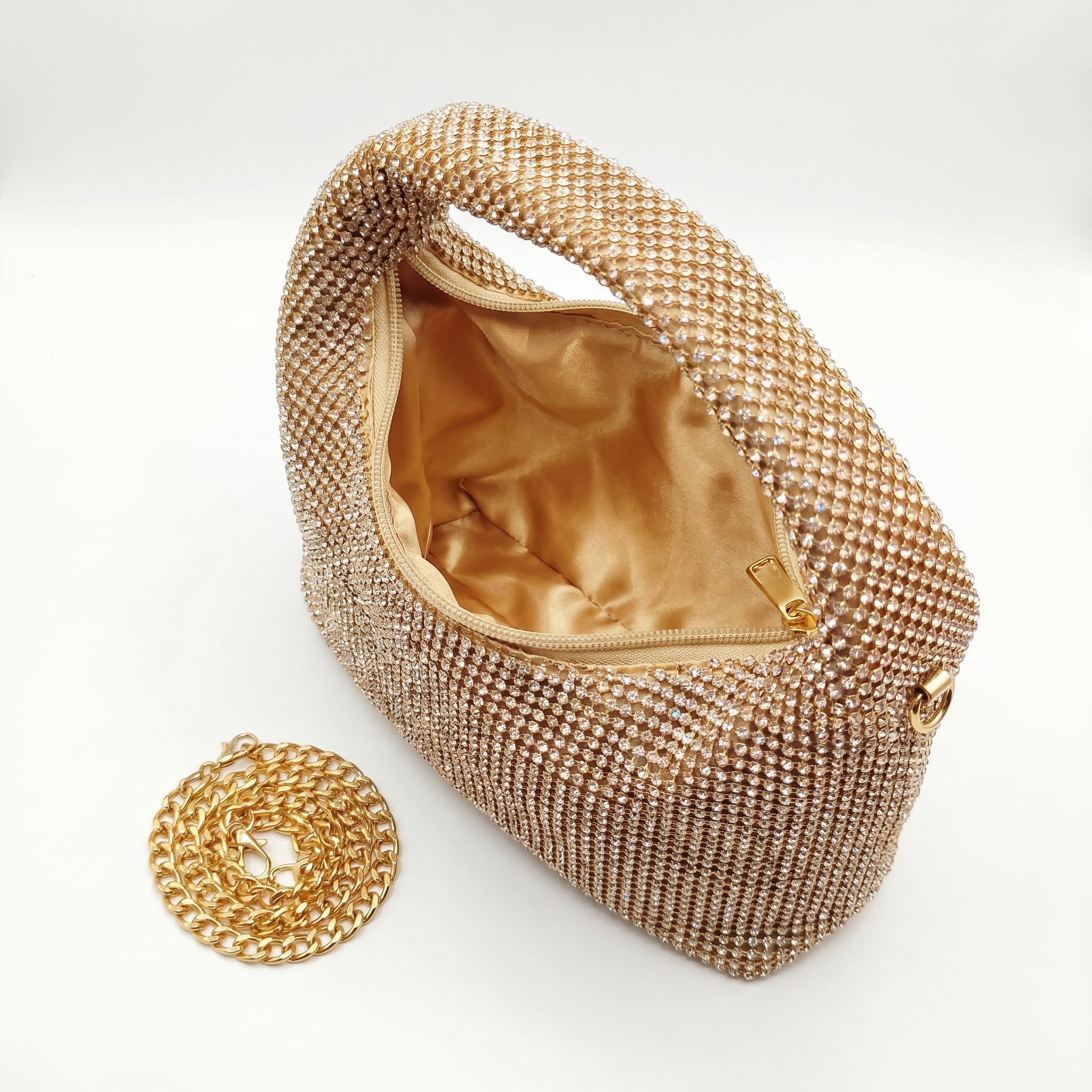 Borsa da Sera in Mesh di Strass Oro - Stile Donna Bags