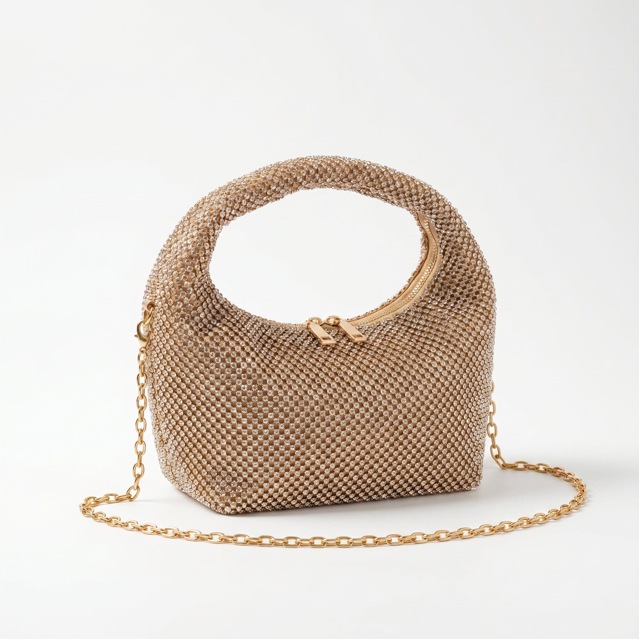 Borsa da Sera in Mesh di Strass Oro - Stile Donna Bags