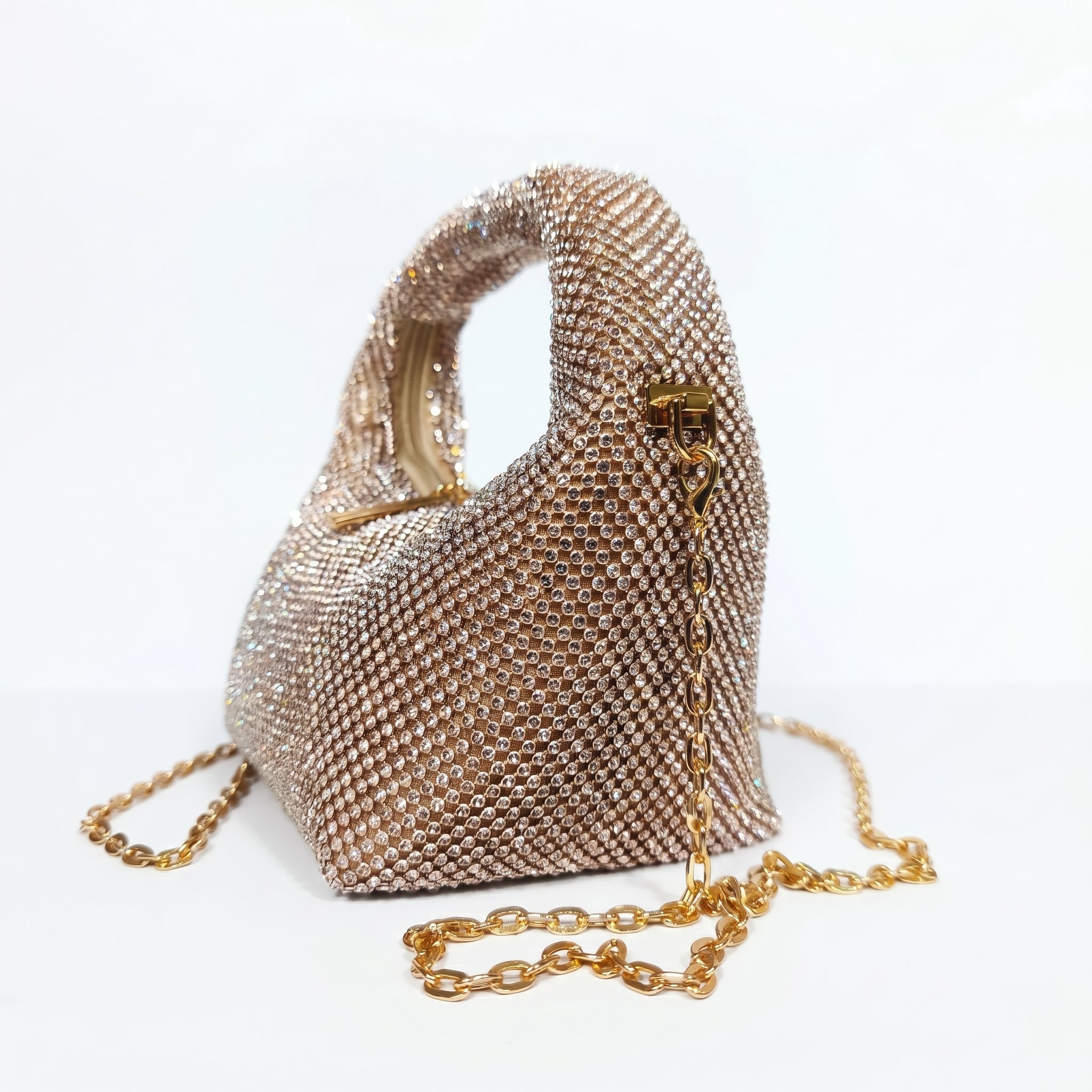 Borsa da Sera in Mesh di Strass Oro - Stile Donna Bags