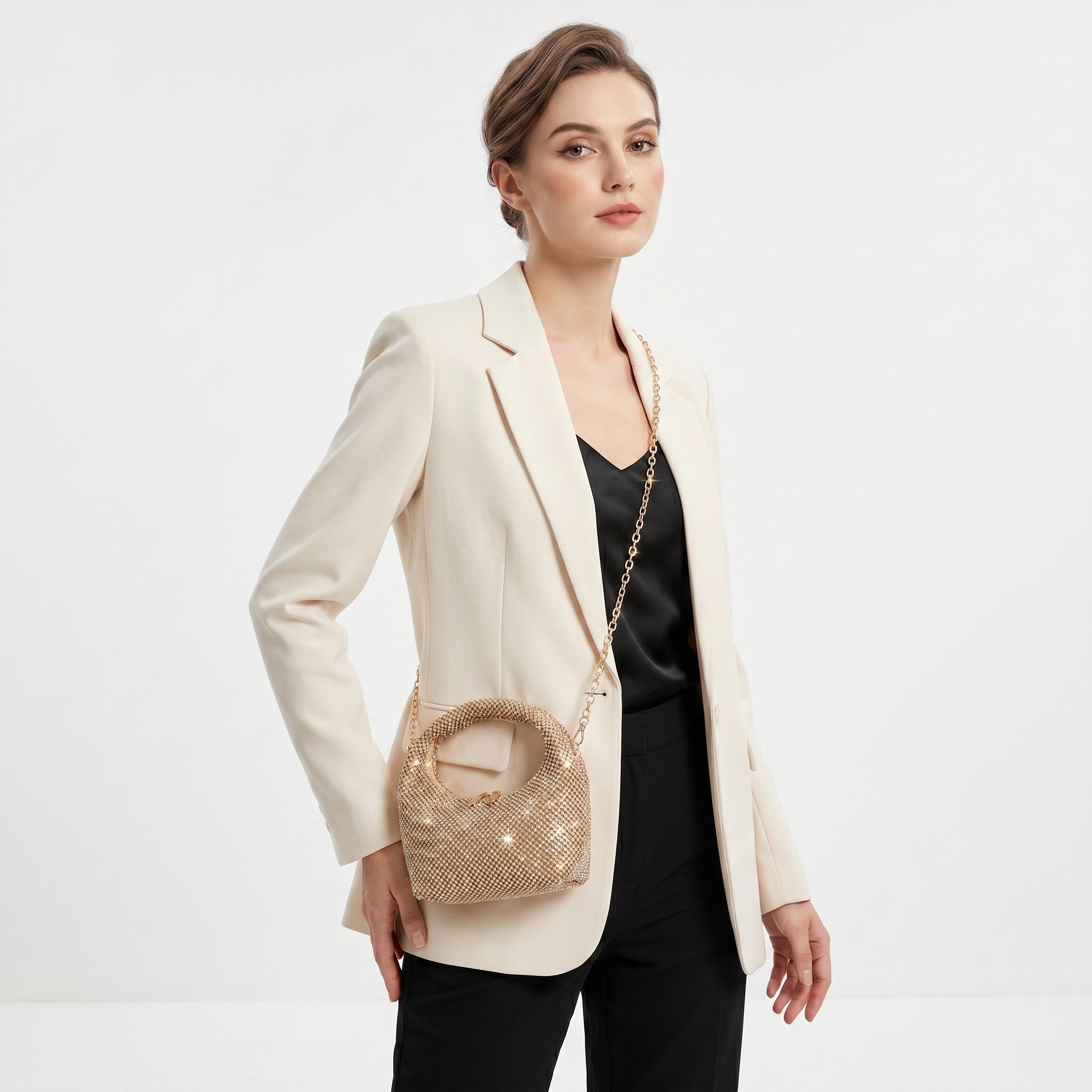 Borsa da Sera in Mesh di Strass Oro - Stile Donna Bags