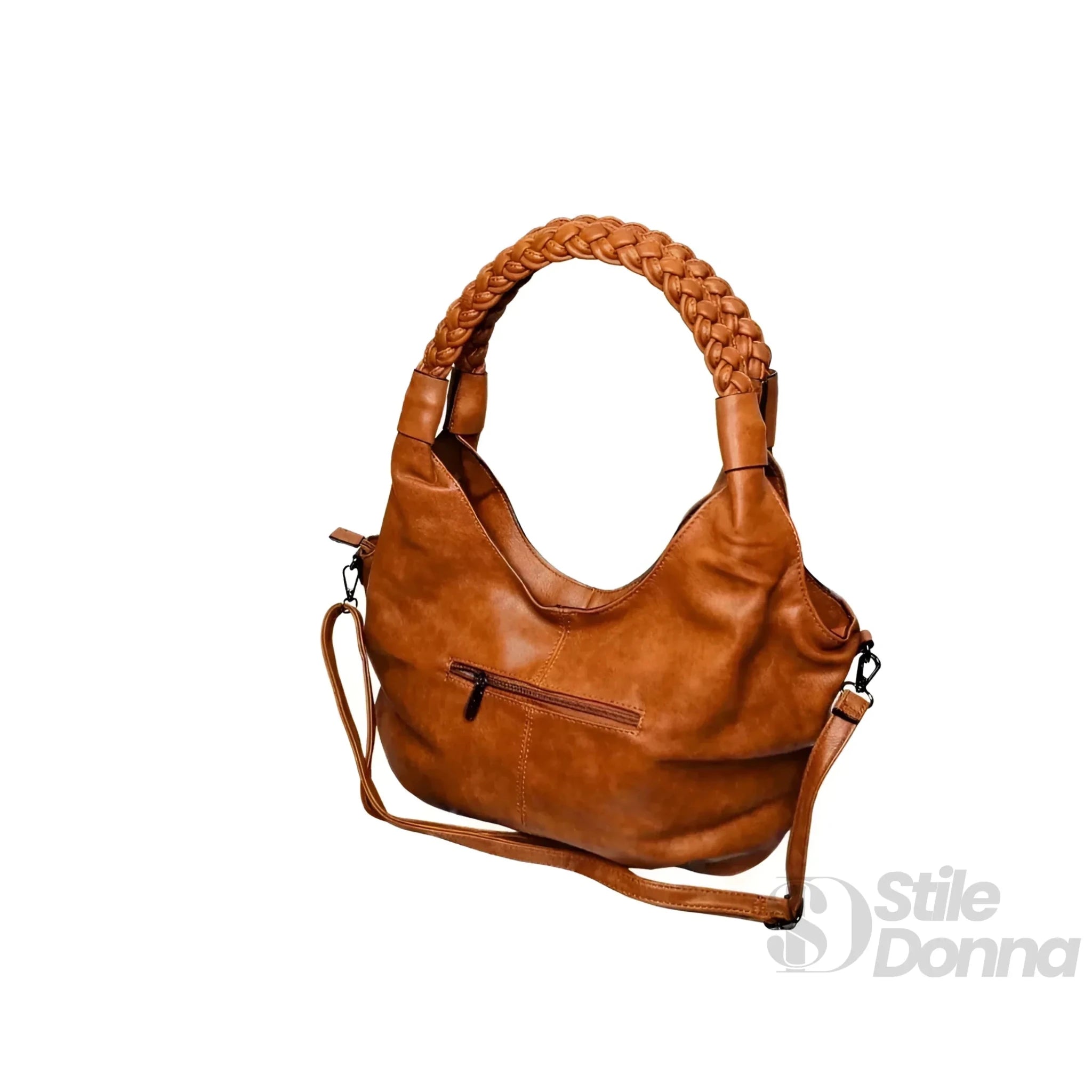 Nazareno Gabrielli Borsa Hobo in Ecopelle Cuoio con Fodera in Tessuto - Stile Donna Bags