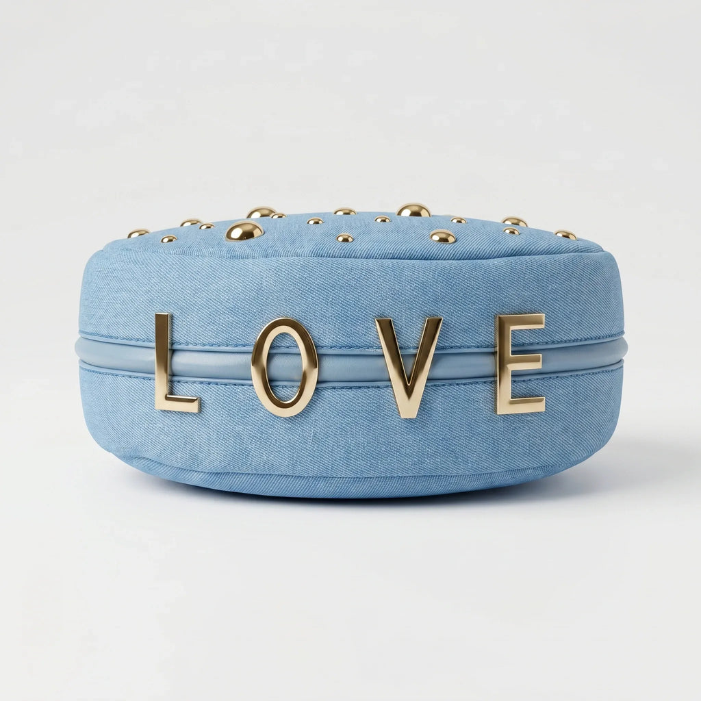 Borsa in Denim con Tracolla Rimovibile e Chiusura a Cerniera - Stile Donna Bags