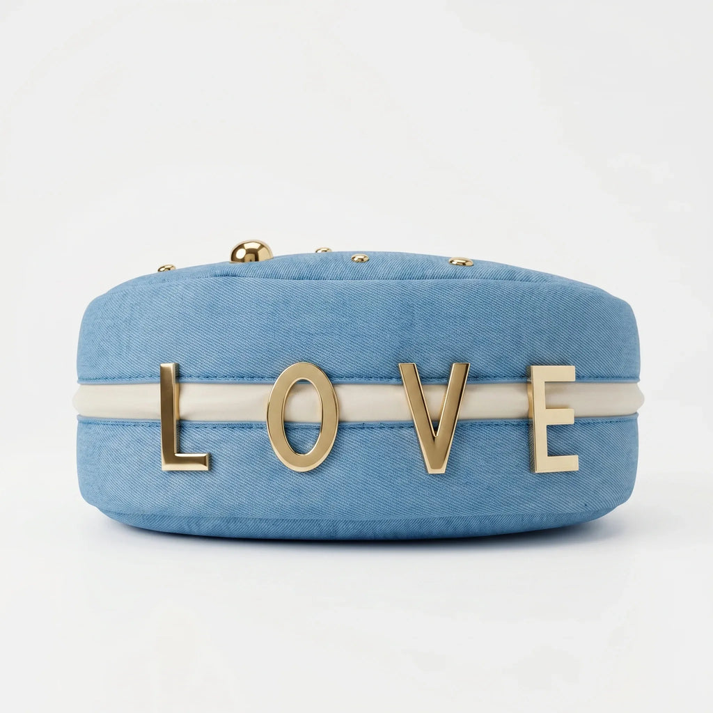 Borsa in Denim con Tracolla Rimovibile e Chiusura a Cerniera - Stile Donna Bags