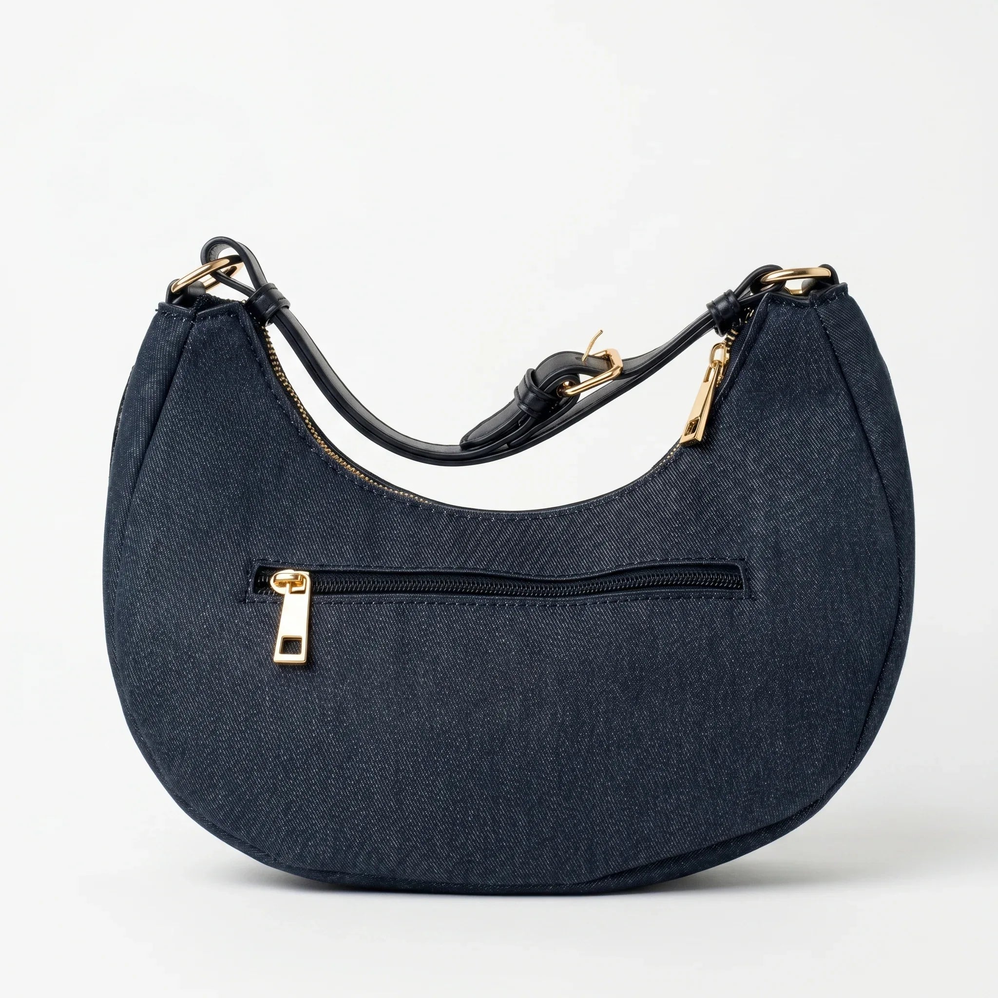 Borsa in Denim con Tracolla Rimovibile e Chiusura a Cerniera - Stile Donna Bags