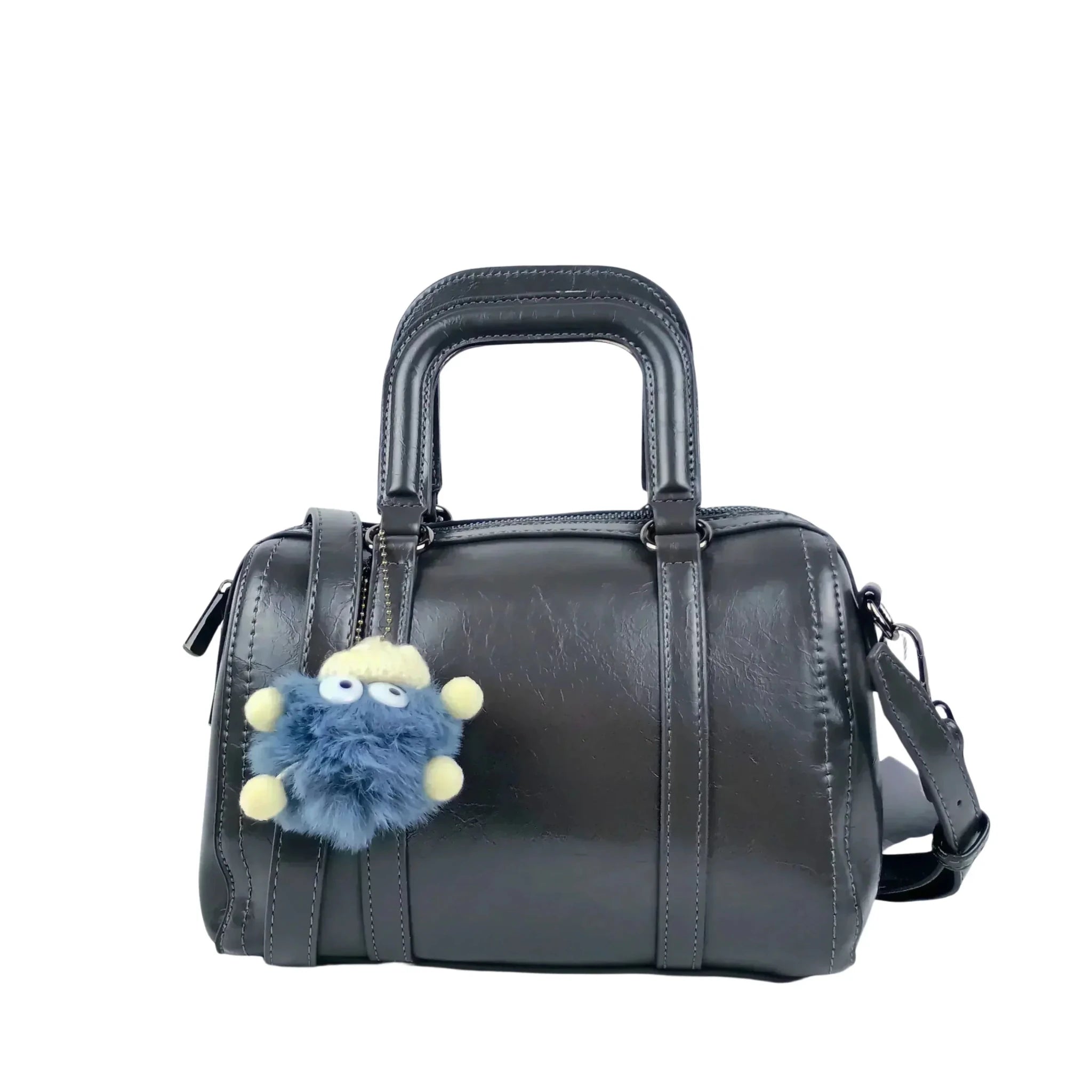Borsa in Ecopelle Grigio Scuro con Tracolla Removibile - Stile Donna Bags