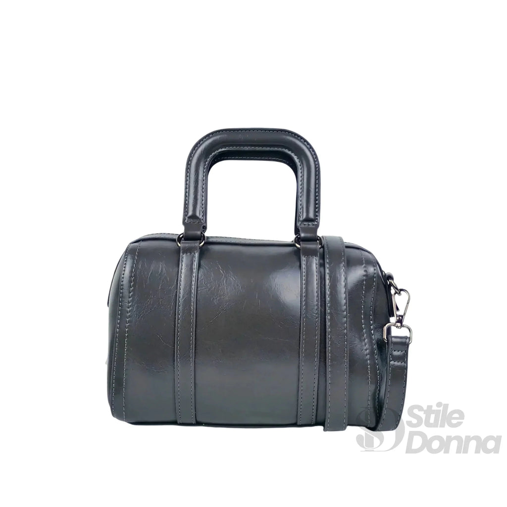 Borsa in Ecopelle Grigio Scuro con Tracolla Removibile - Stile Donna Bags