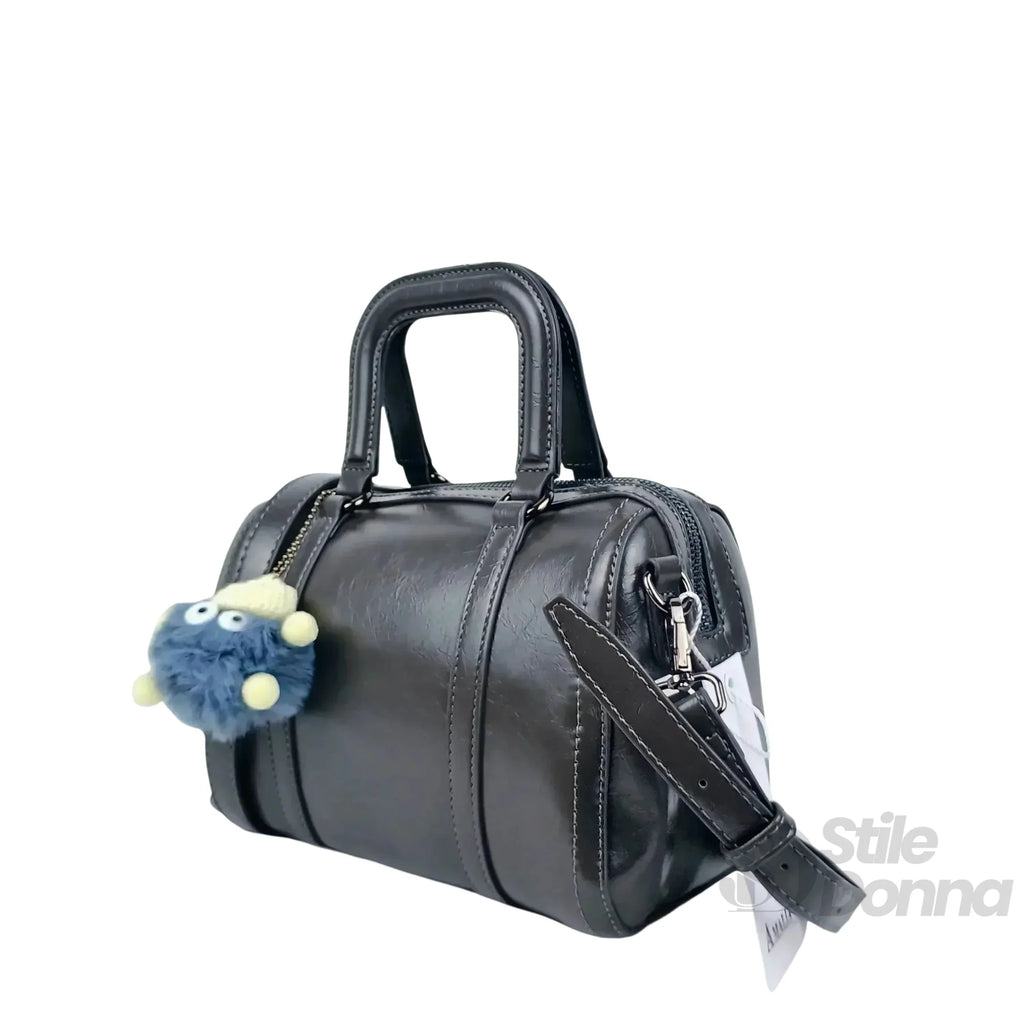 Borsa in Ecopelle Grigio Scuro con Tracolla Removibile - Stile Donna Bags