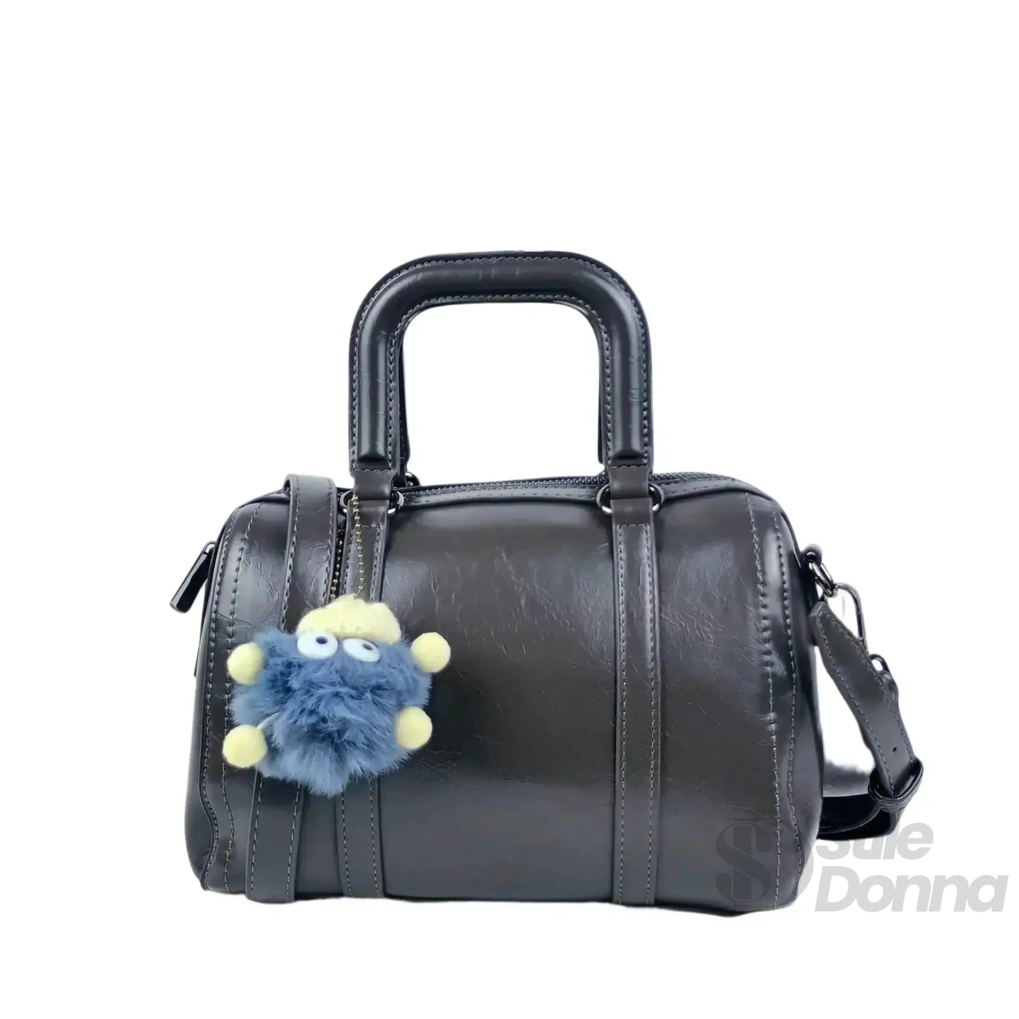 Borsa in Ecopelle Grigio Scuro con Tracolla Removibile - Stile Donna Bags