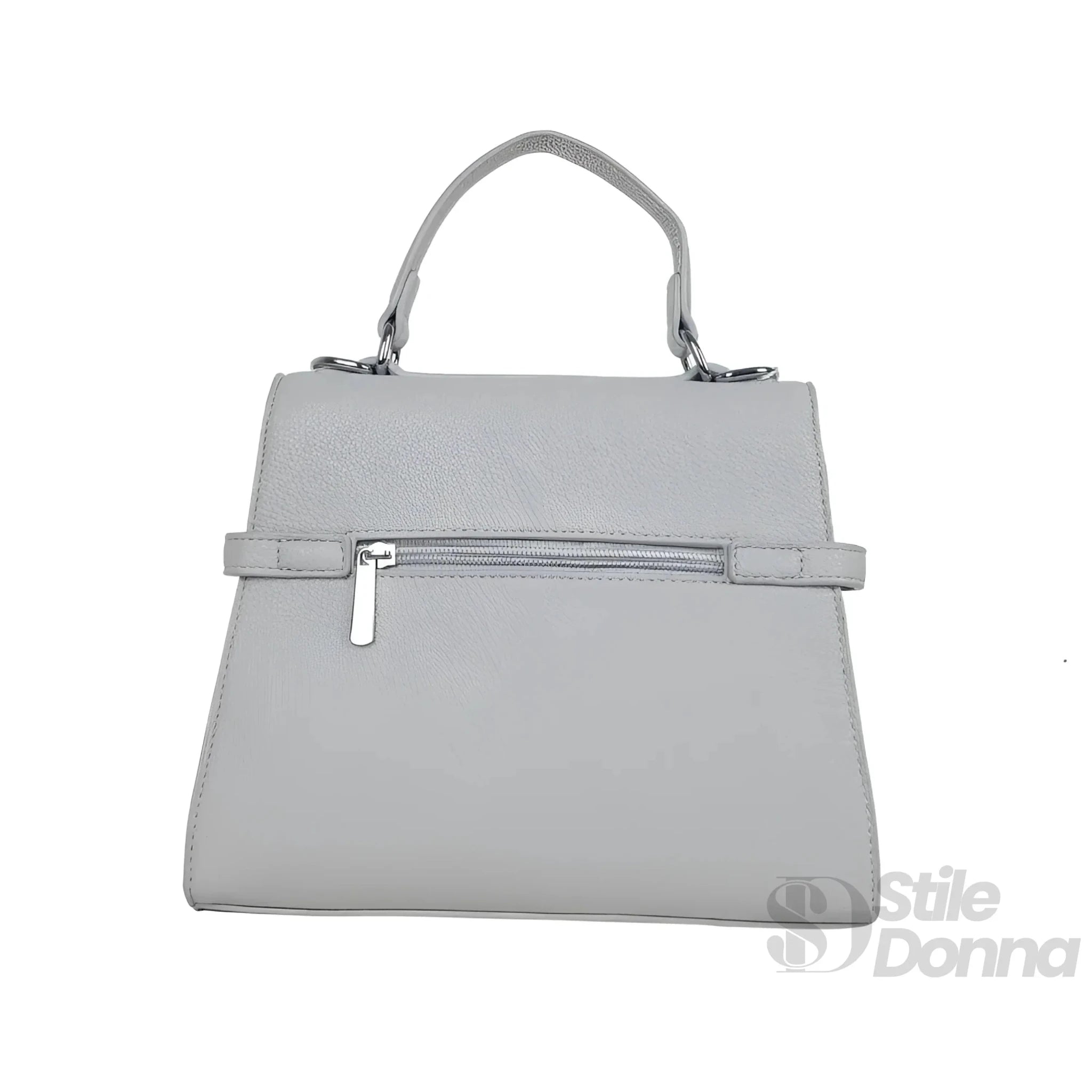 Borsa in Ecopelle Grigio con Tracolla Rimovibile e Fodera in Microfibra - Stile Donna Bags