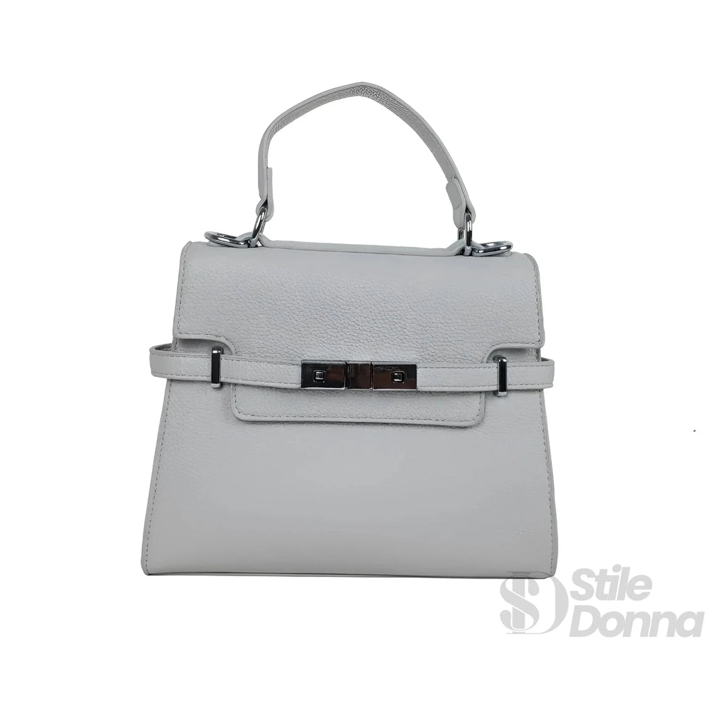 Borsa in Ecopelle Grigio con Tracolla Rimovibile e Fodera in Microfibra - Stile Donna Bags
