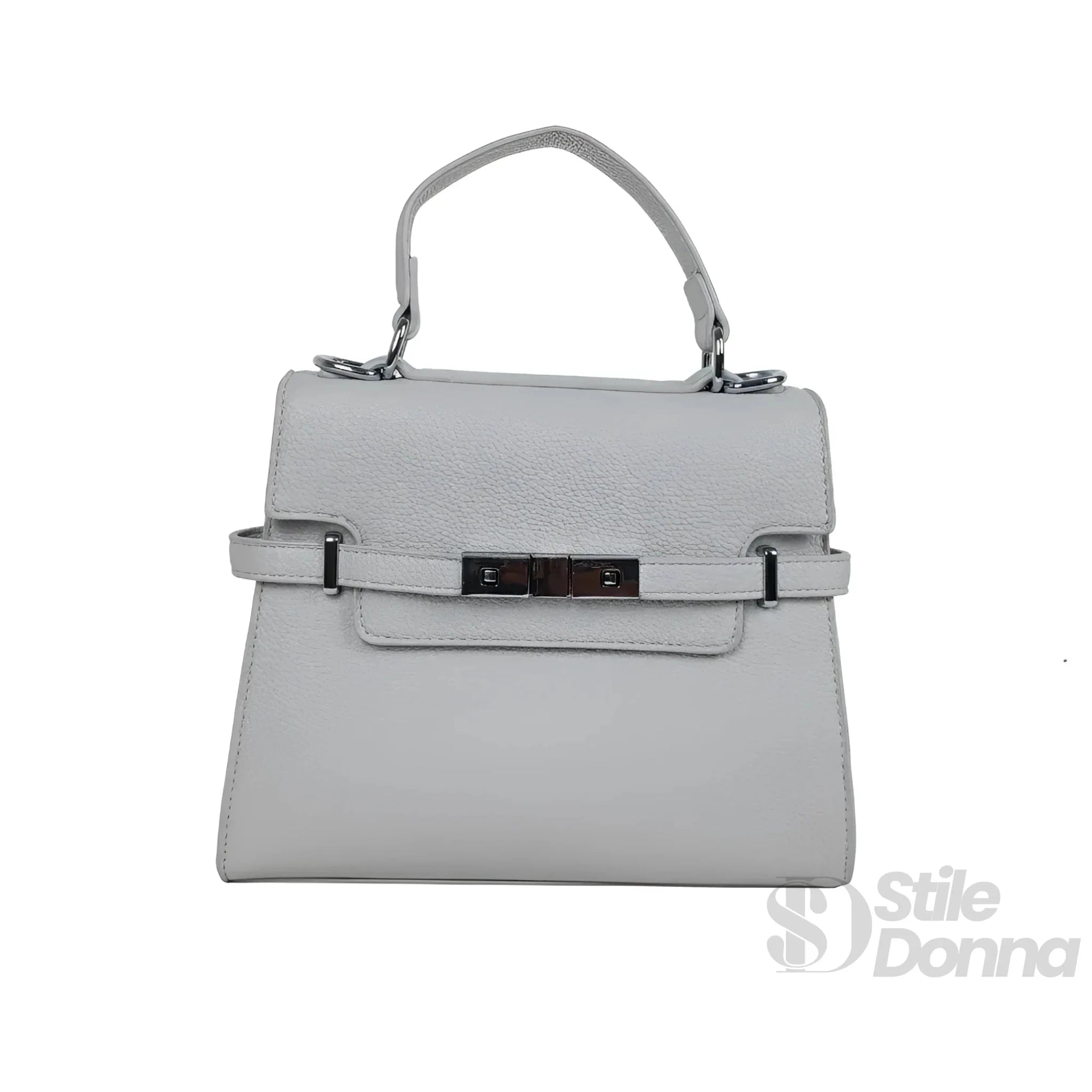 Borsa in Ecopelle Grigio con Tracolla Rimovibile e Fodera in Microfibra - Stile Donna Bags