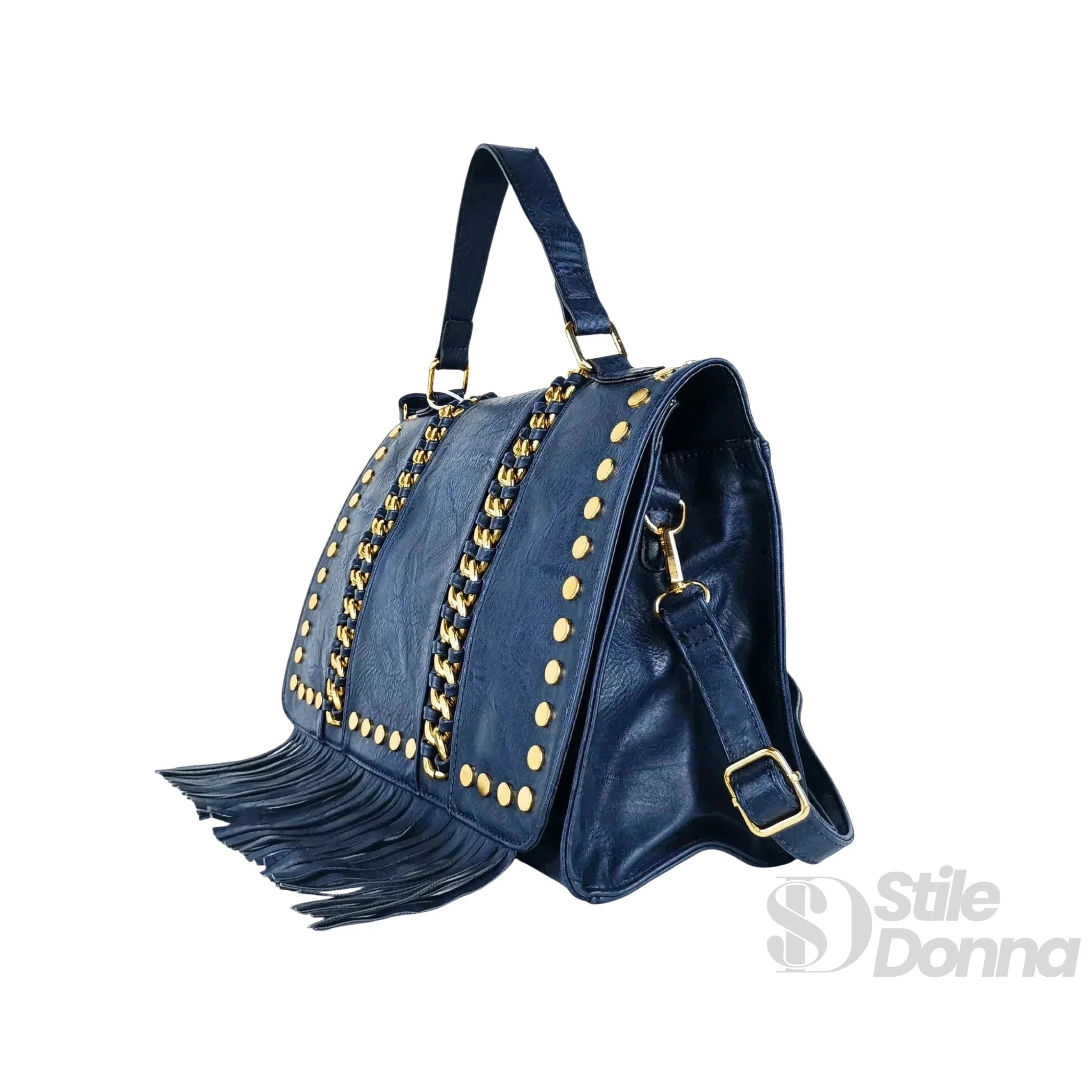 Borsa in Ecopelle con Tracolla Removibile e Dettagli Dorati - Stile Donna Bags