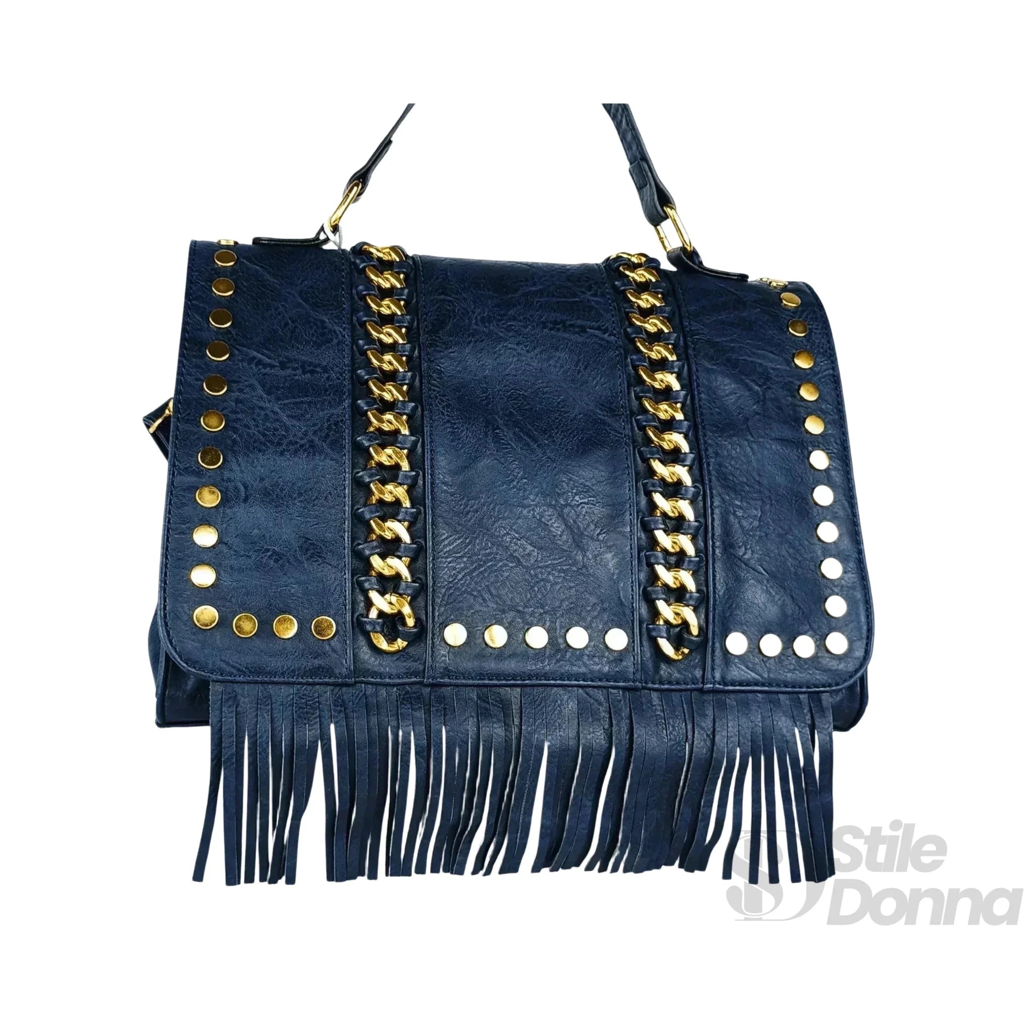 Borsa in Ecopelle con Tracolla Removibile e Dettagli Dorati - Stile Donna Bags