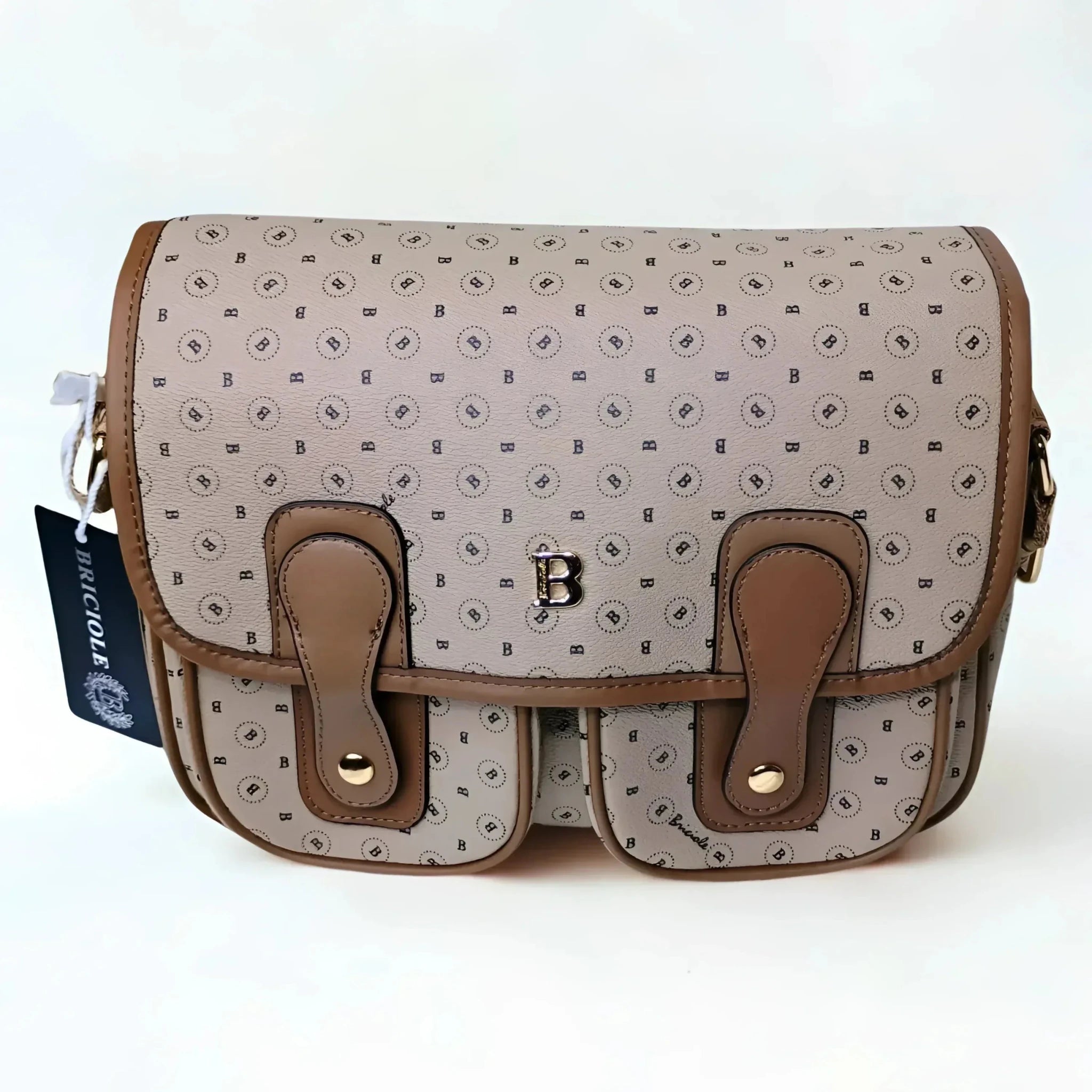 Briciole Borsa a Tracolla in Ecopelle Beige con Dettagli Oro - Stile Donna Bags