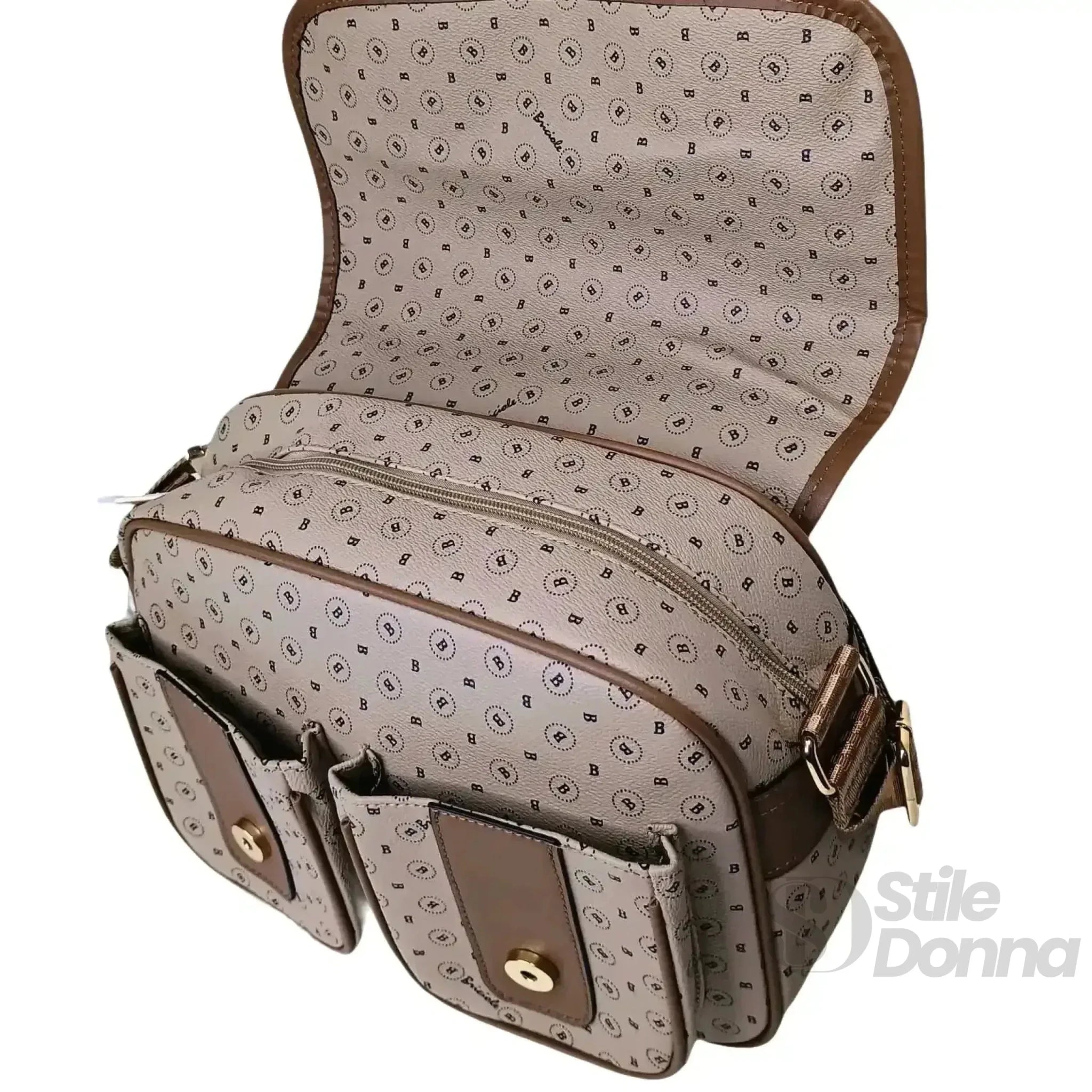 Briciole Borsa a Tracolla in Ecopelle Beige con Dettagli Oro - Stile Donna Bags