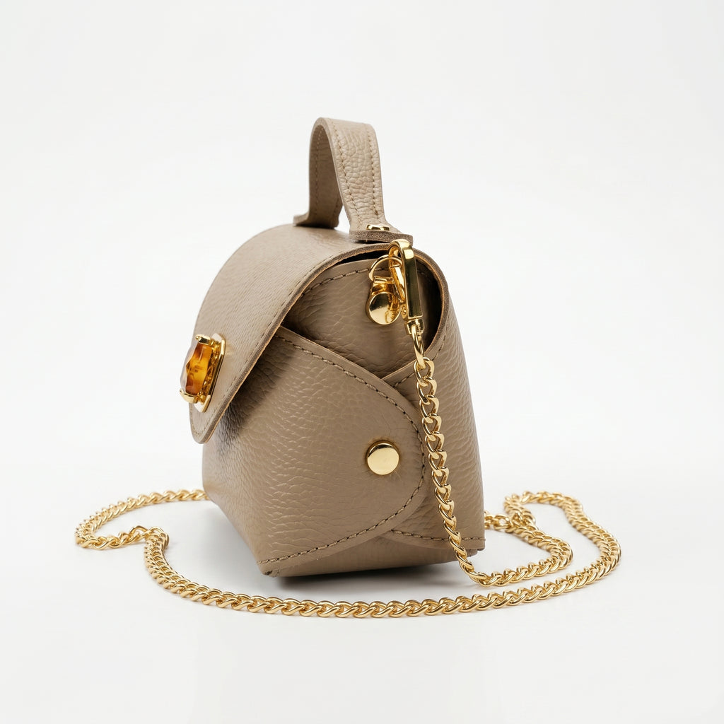 Amina Mini Borsa in Vera Pelle con Catena Dorata - Stile Donna Bags