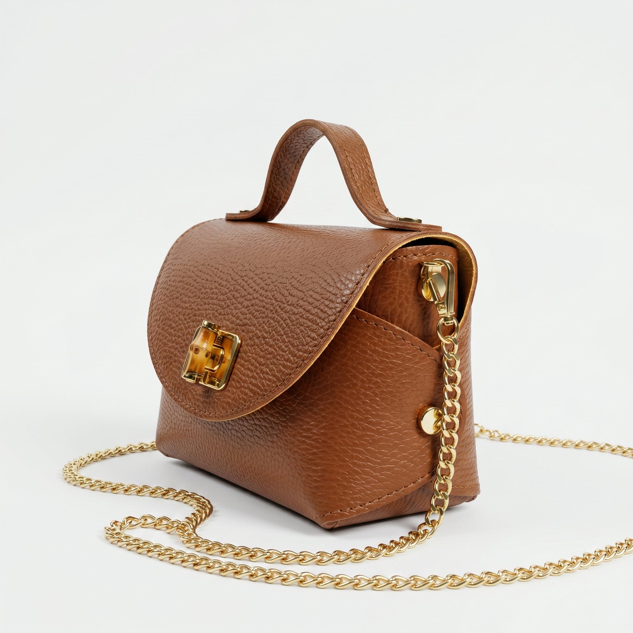 Amina Mini Borsa in Vera Pelle con Catena Dorata - Stile Donna Bags