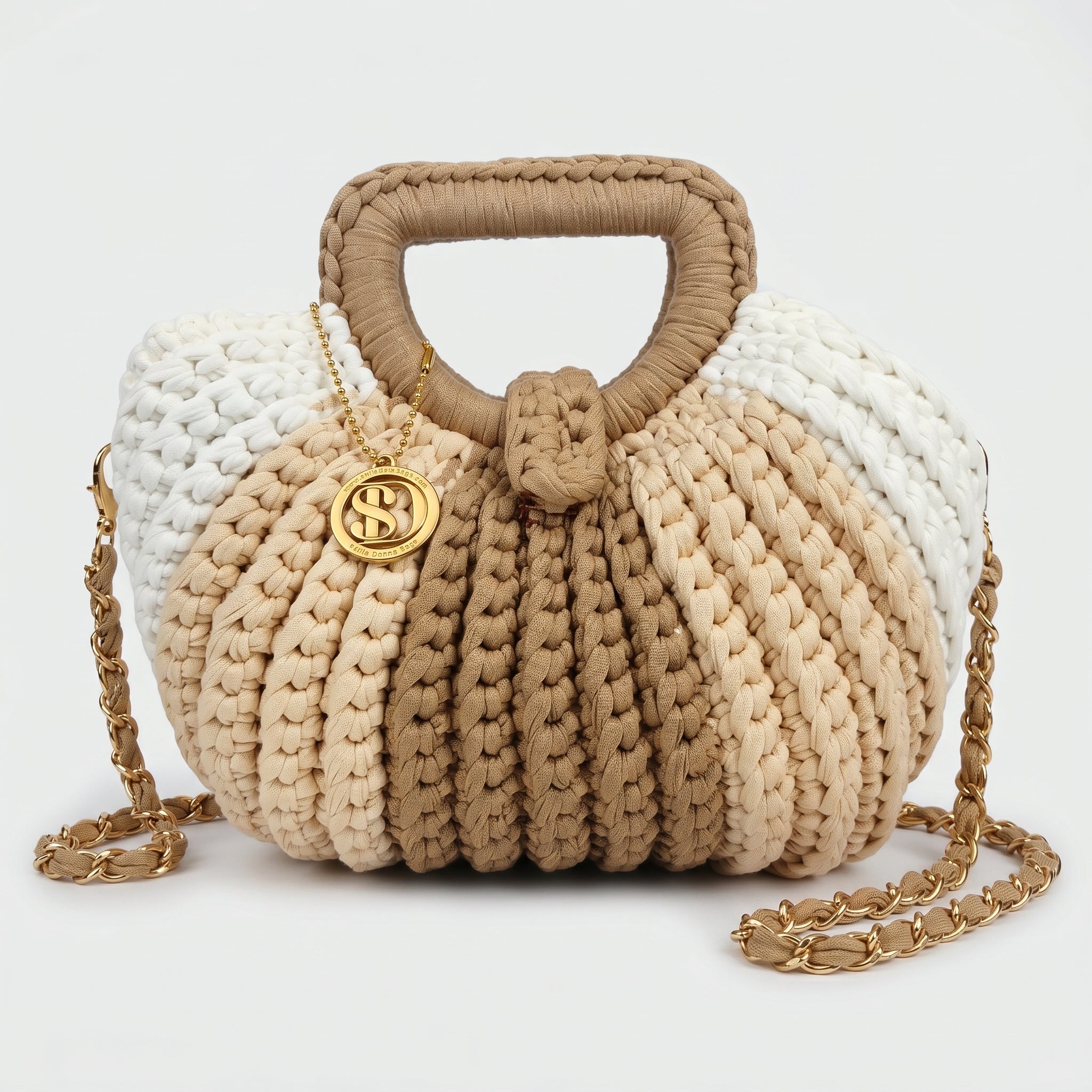 Oliva Borsa a Mano a Bolla in Corda di Cotone Intrecciata con Tracolla a Catena - Stile Donna Bags