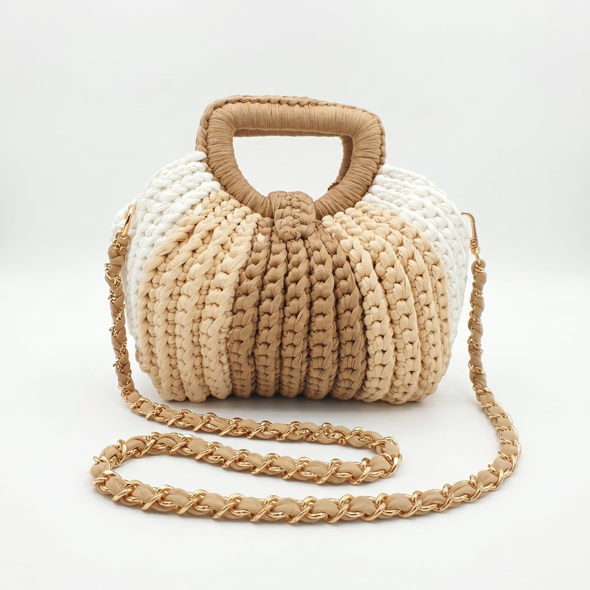 Oliva Borsa a Mano a Bolla in Corda di Cotone Intrecciata con Tracolla a Catena - Stile Donna Bags