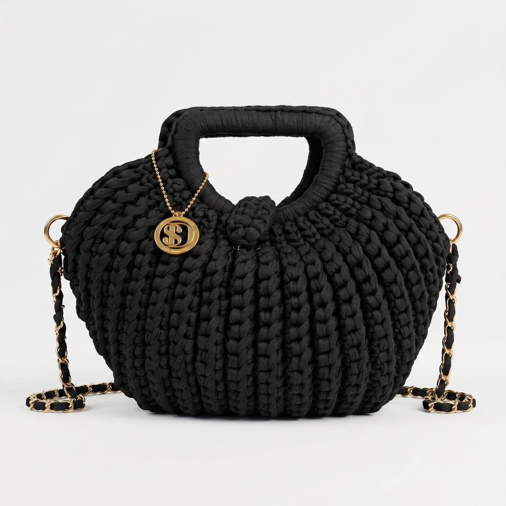 Oliva Borsa a Mano a Bolla in Corda di Cotone Intrecciata con Tracolla a Catena - Stile Donna Bags