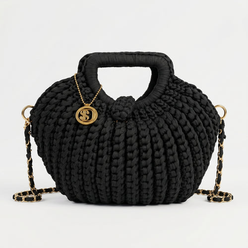 Oliva Borsa a Mano a Bolla in Corda di Cotone Intrecciata con Tracolla a Catena - Stile Donna Bags