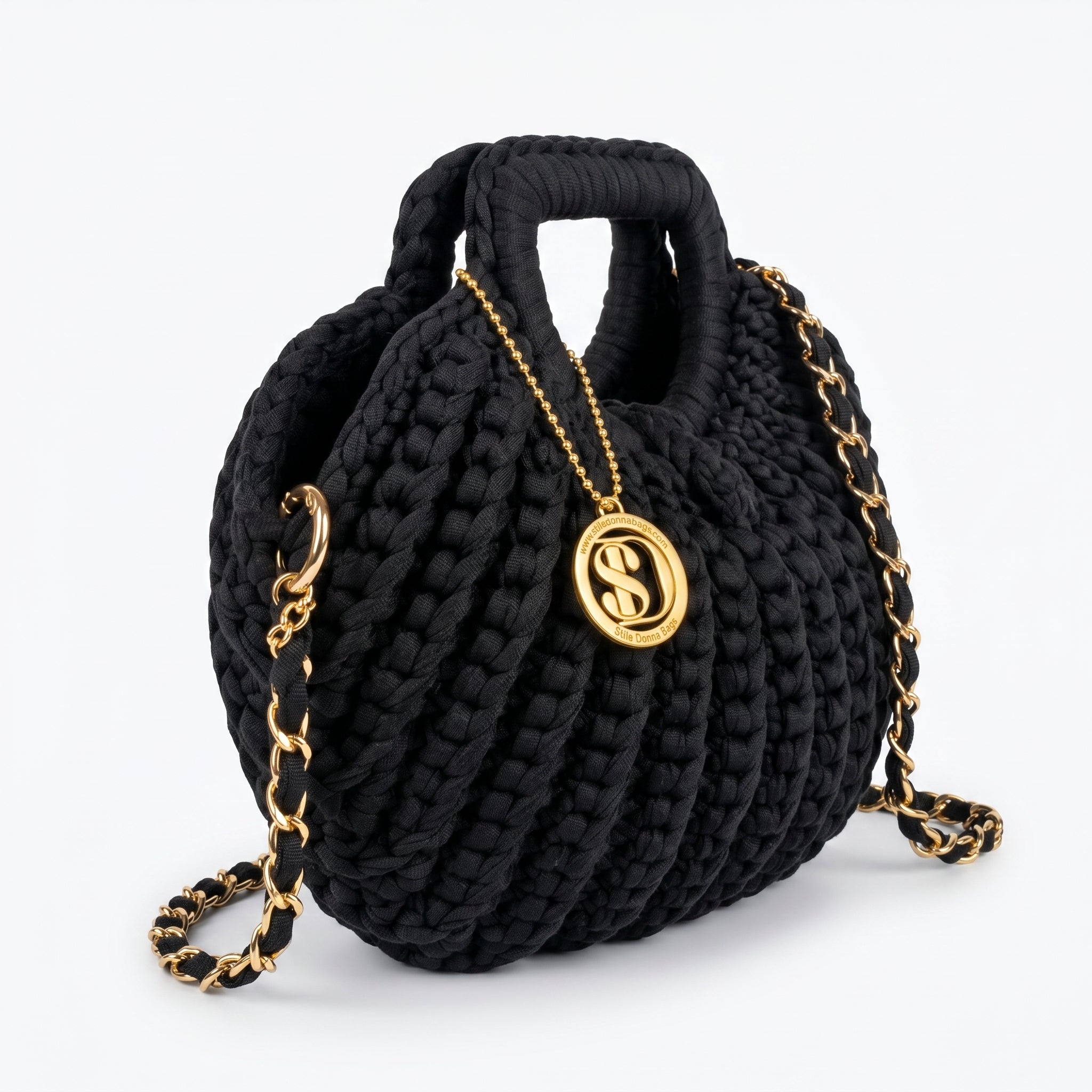 Oliva Borsa a Mano a Bolla in Corda di Cotone Intrecciata con Tracolla a Catena - Stile Donna Bags