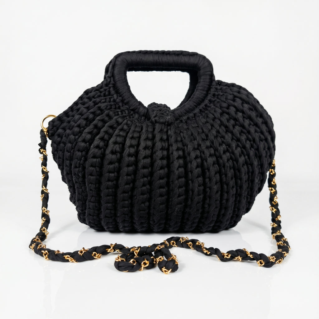 Oliva Borsa a Mano a Bolla in Corda di Cotone Intrecciata con Tracolla a Catena - Stile Donna Bags
