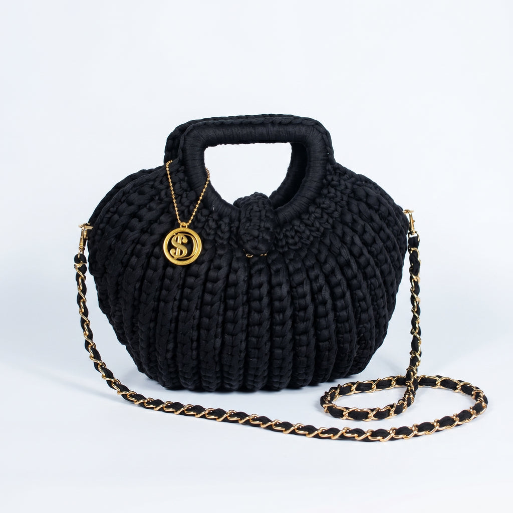 Oliva Borsa a Mano a Bolla in Corda di Cotone Intrecciata con Tracolla a Catena - Stile Donna Bags