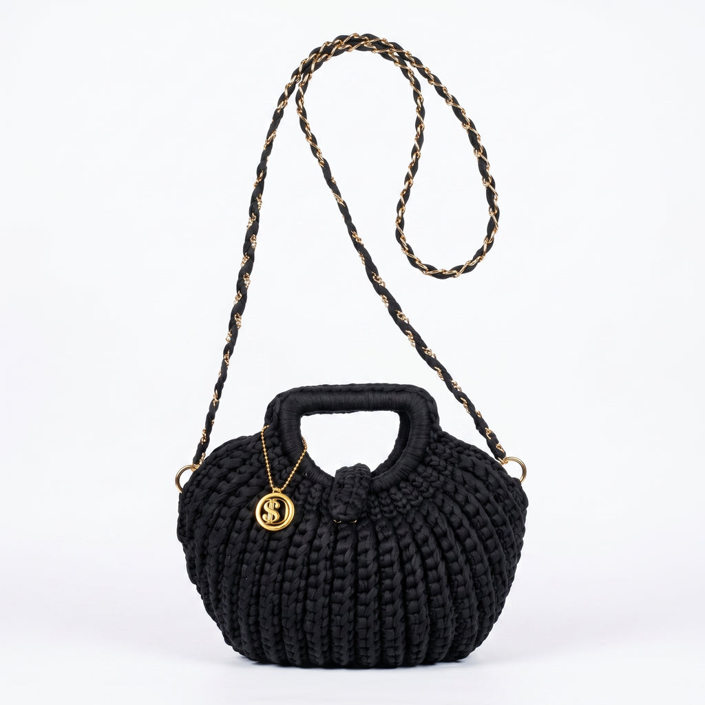 Oliva Borsa a Mano a Bolla in Corda di Cotone Intrecciata con Tracolla a Catena - Stile Donna Bags