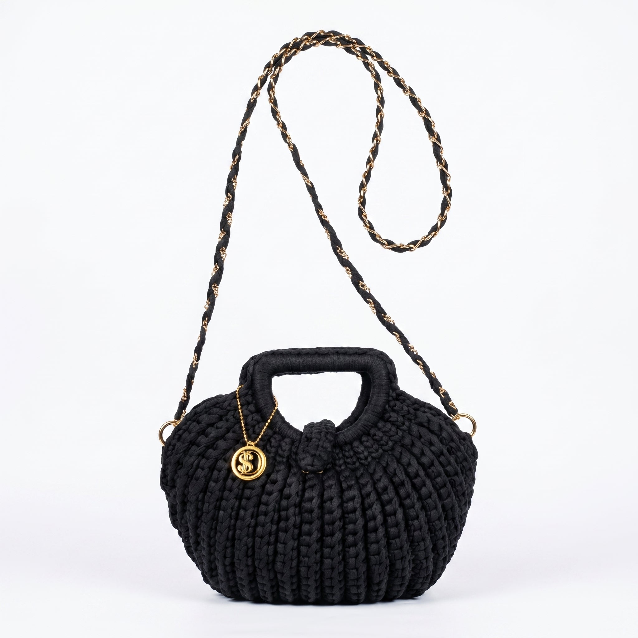 Oliva Borsa a Mano a Bolla in Corda di Cotone Intrecciata con Tracolla a Catena - Stile Donna Bags