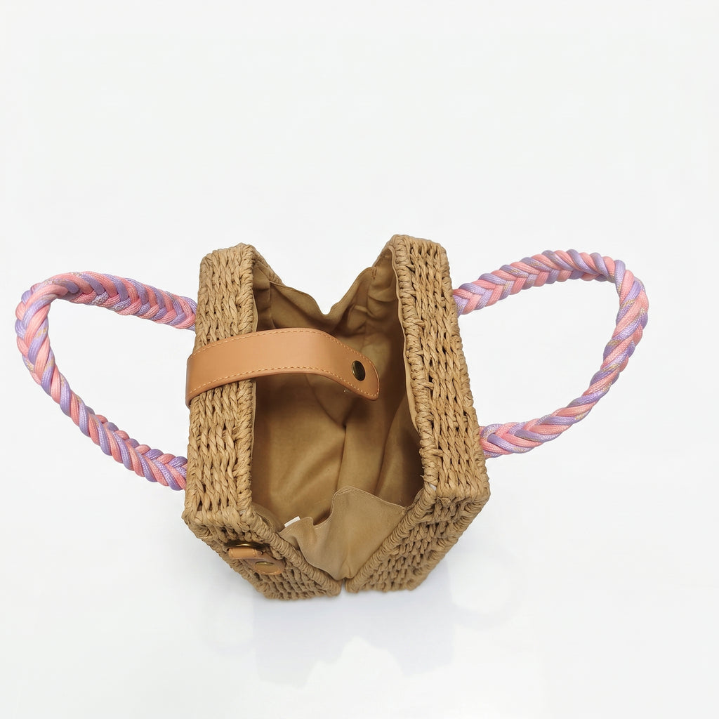 Anita Borsa a Cestino in Rafia con Manico Intrecciato e Tracolla - Stile Donna Bags