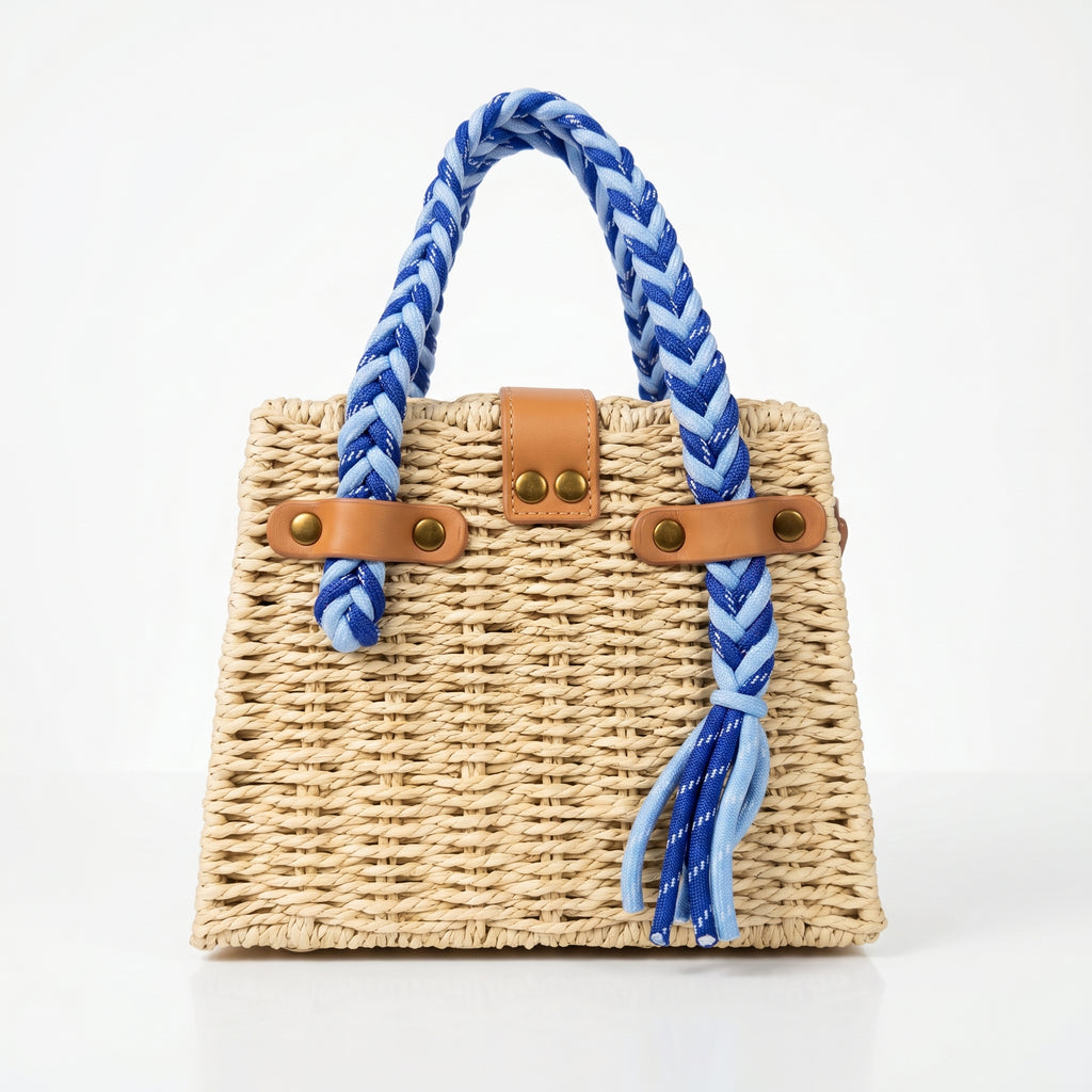 Anita Borsa a Cestino in Rafia con Manico Intrecciato e Tracolla - Stile Donna Bags
