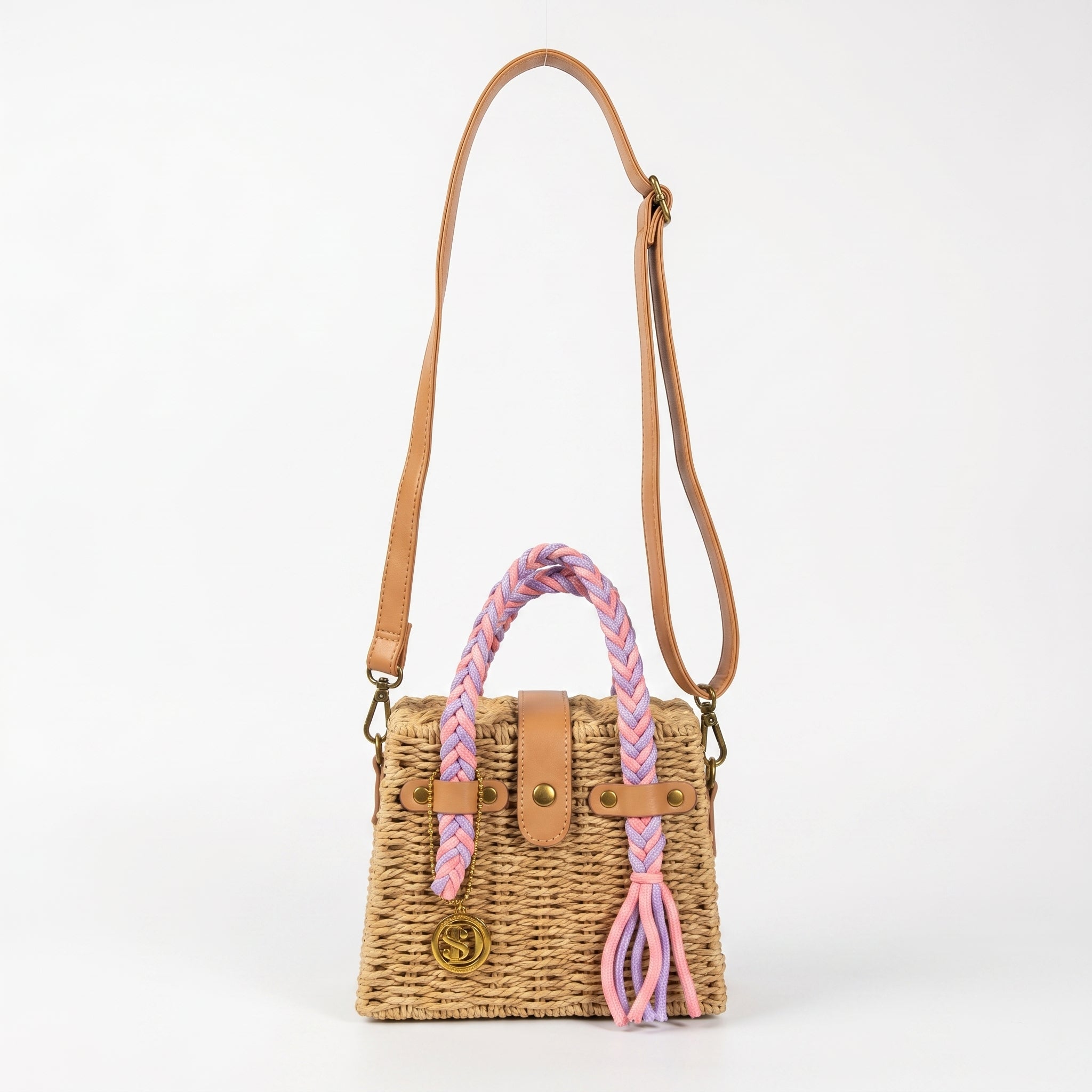 Anita Borsa a Cestino in Rafia con Manico Intrecciato e Tracolla - Stile Donna Bags