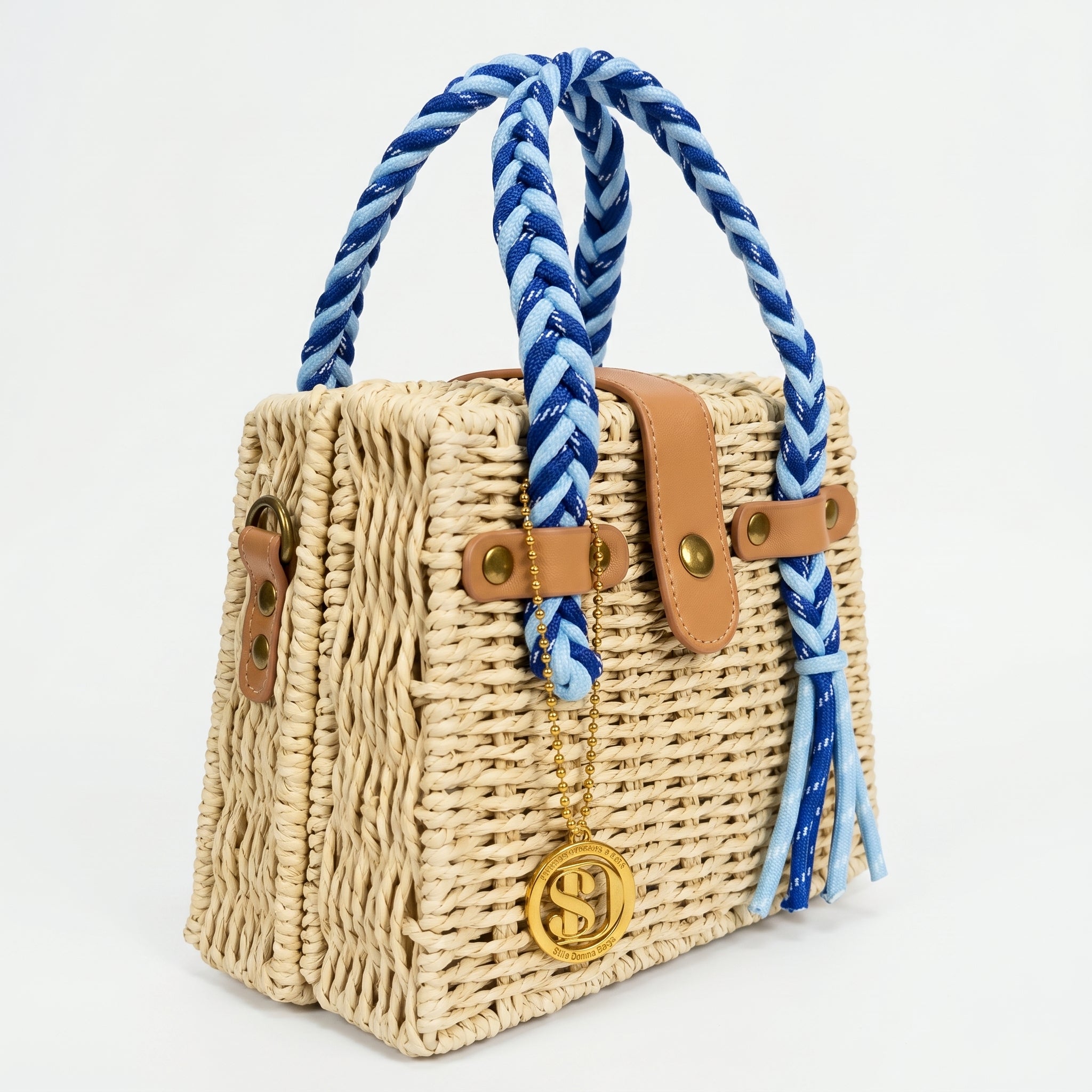 Anita Borsa a Cestino in Rafia con Manico Intrecciato e Tracolla - Stile Donna Bags