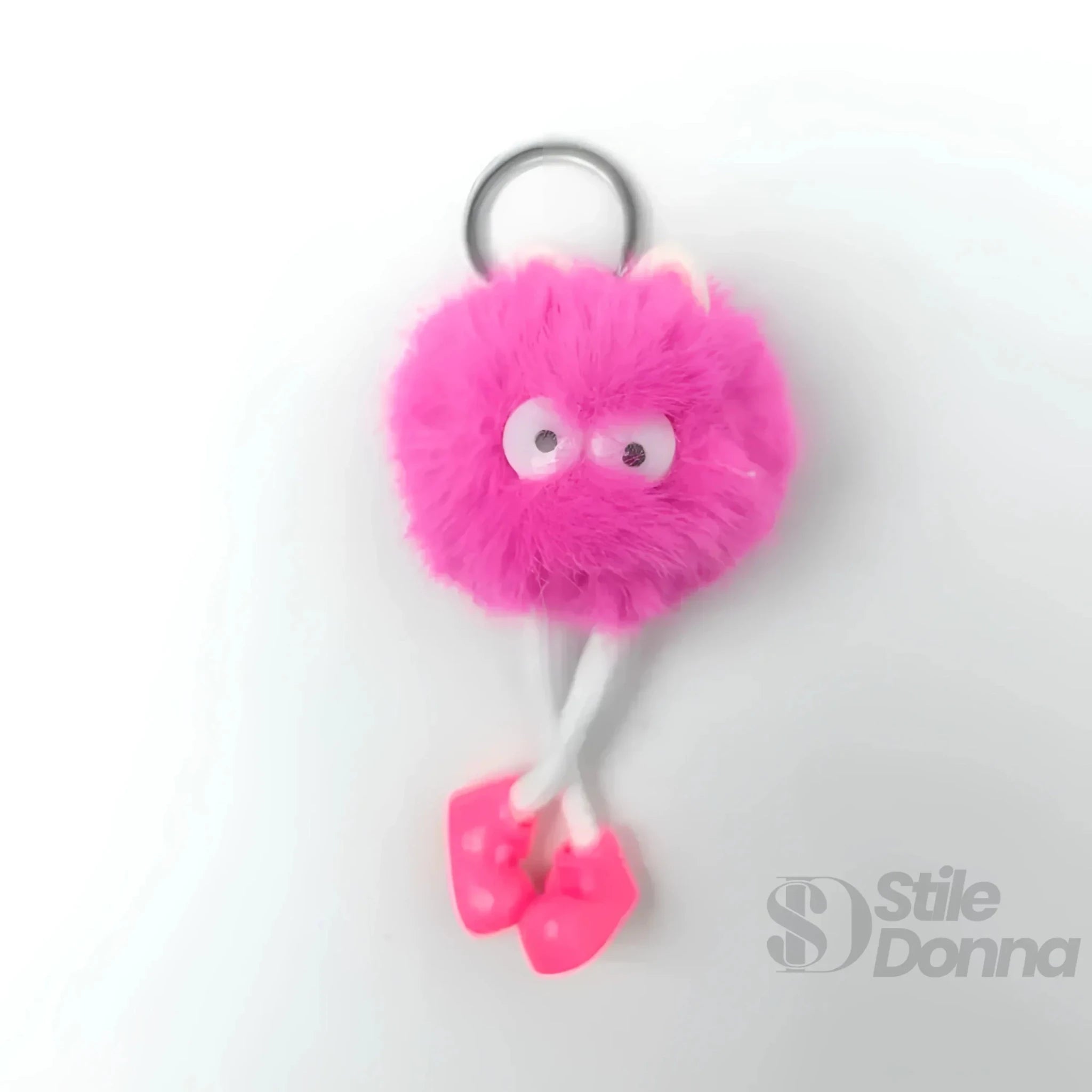 Charm per Borsa Pom Pom con Personaggio in Pelliccia Sintetica - Stile Donna Bags