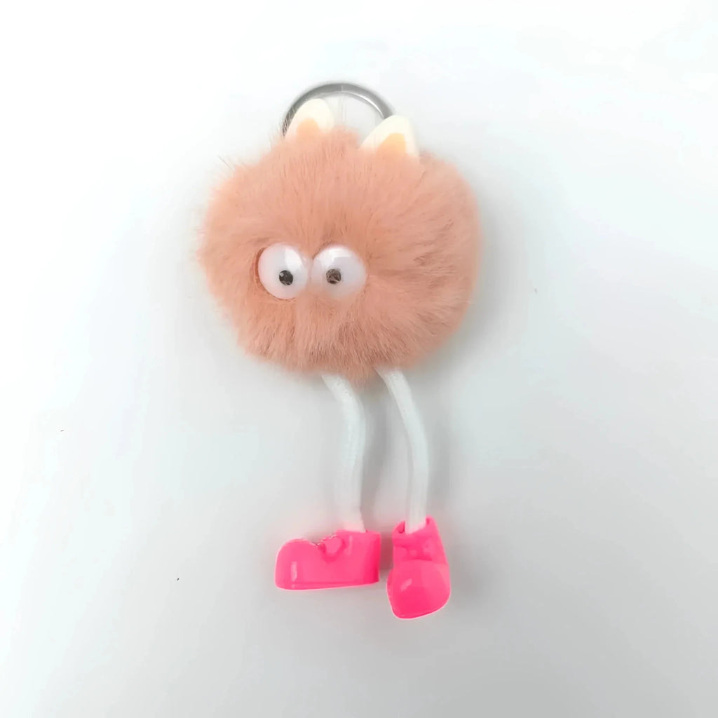 Charm per Borsa Pom Pom con Personaggio in Pelliccia Sintetica - Stile Donna Bags