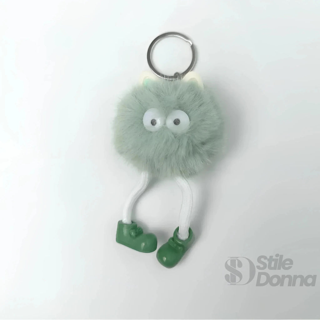 Charm per Borsa Pom Pom con Personaggio in Pelliccia Sintetica - Stile Donna Bags