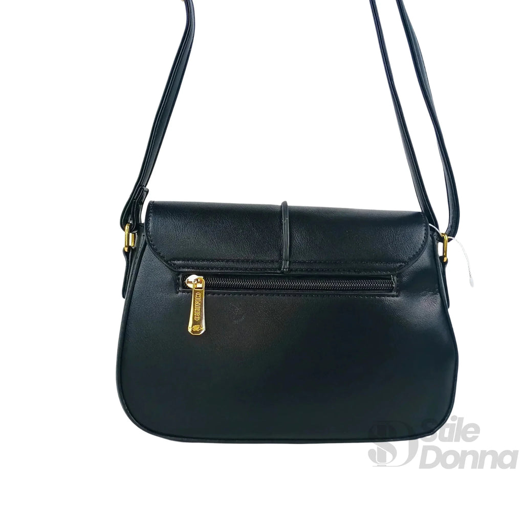 Charro Borsa a Tracolla in Ecopelle Nera con Chiusura Logo - Stile Donna Bags