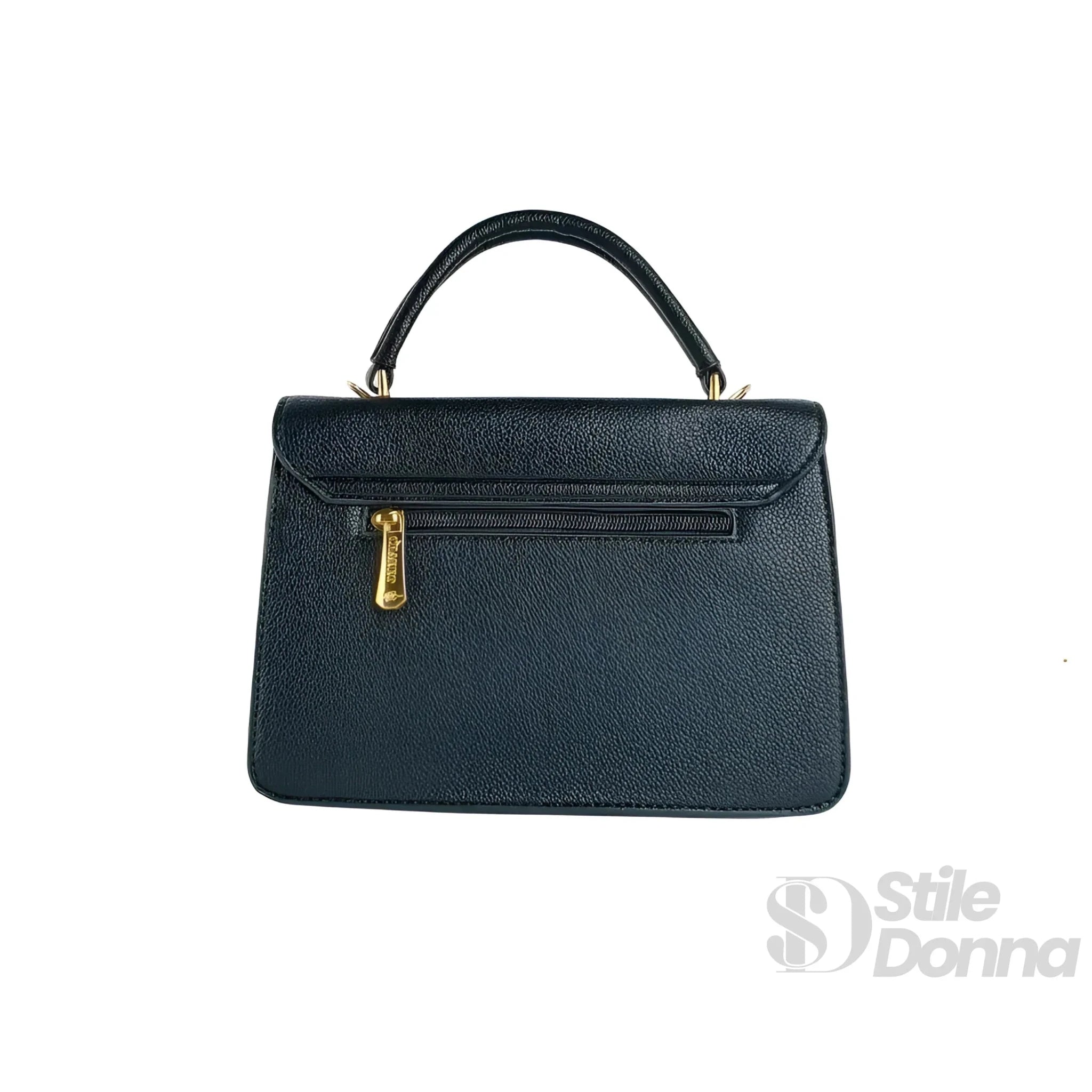 Charro Borsa in Ecopelle Nera con Finiture Dorate - Stile Donna Bags