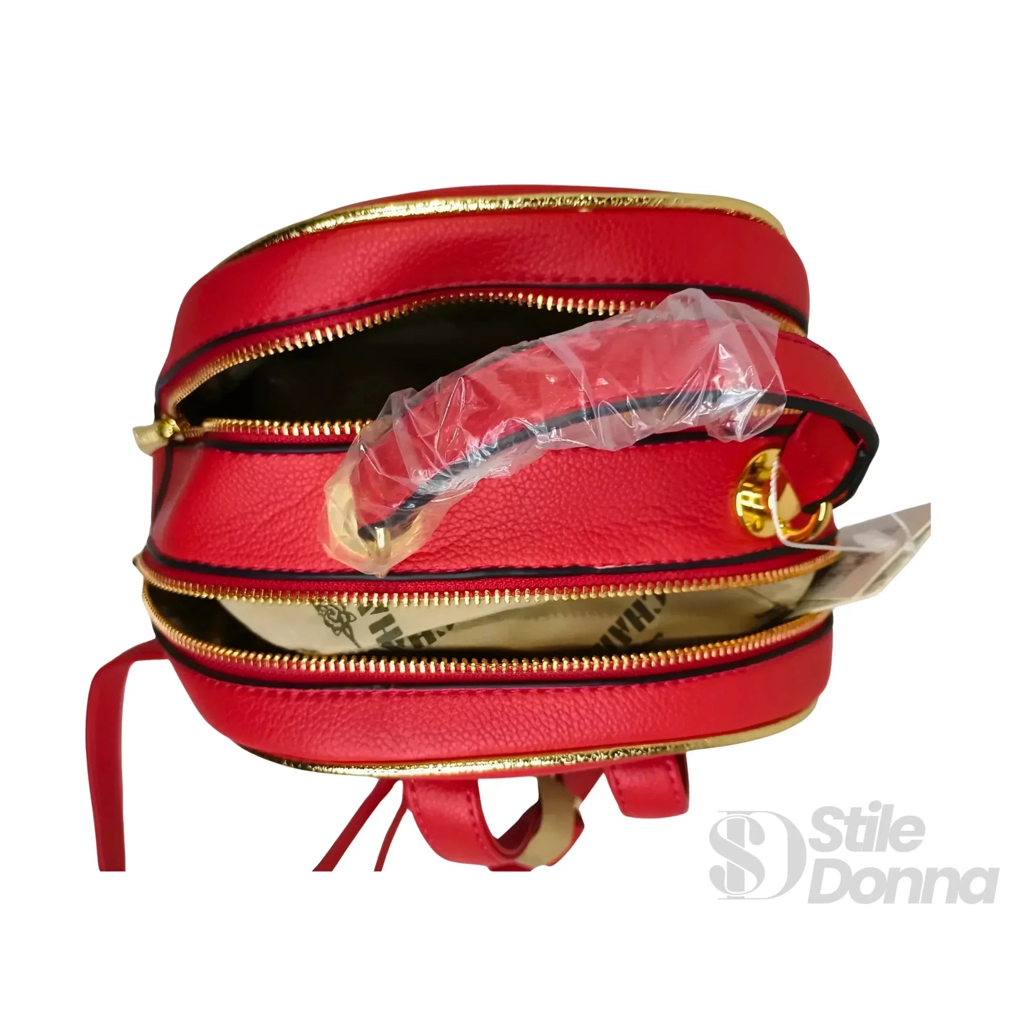 Charro Zaino in Ecopelle Intrecciata Rosso con Due Scomparti - Stile Donna Bags