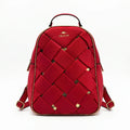 Charro Zaino in Ecopelle Intrecciata Rosso con Due Scomparti - Stile Donna Bags