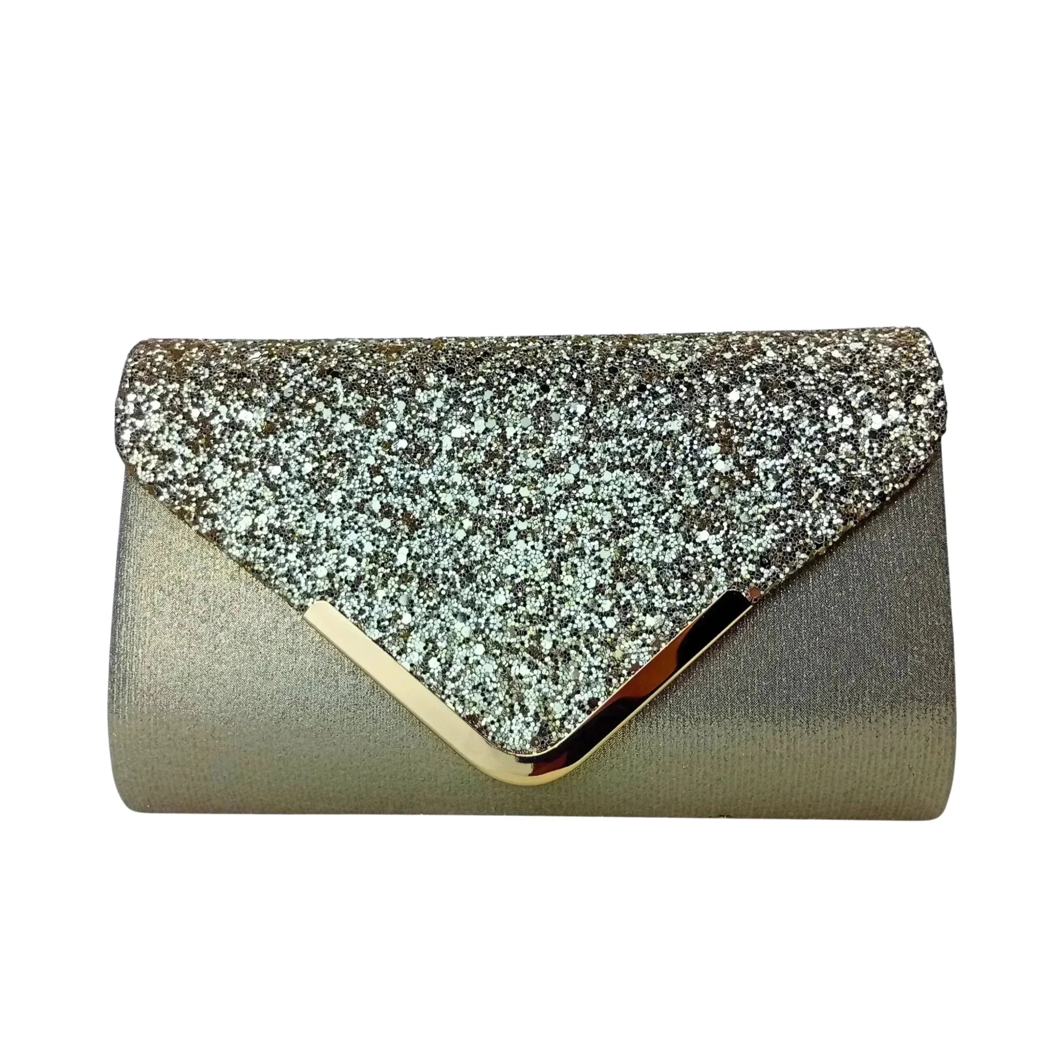Clutch Busta Argentata da Sera in Strass e Microfibra - Stile Donna Bags