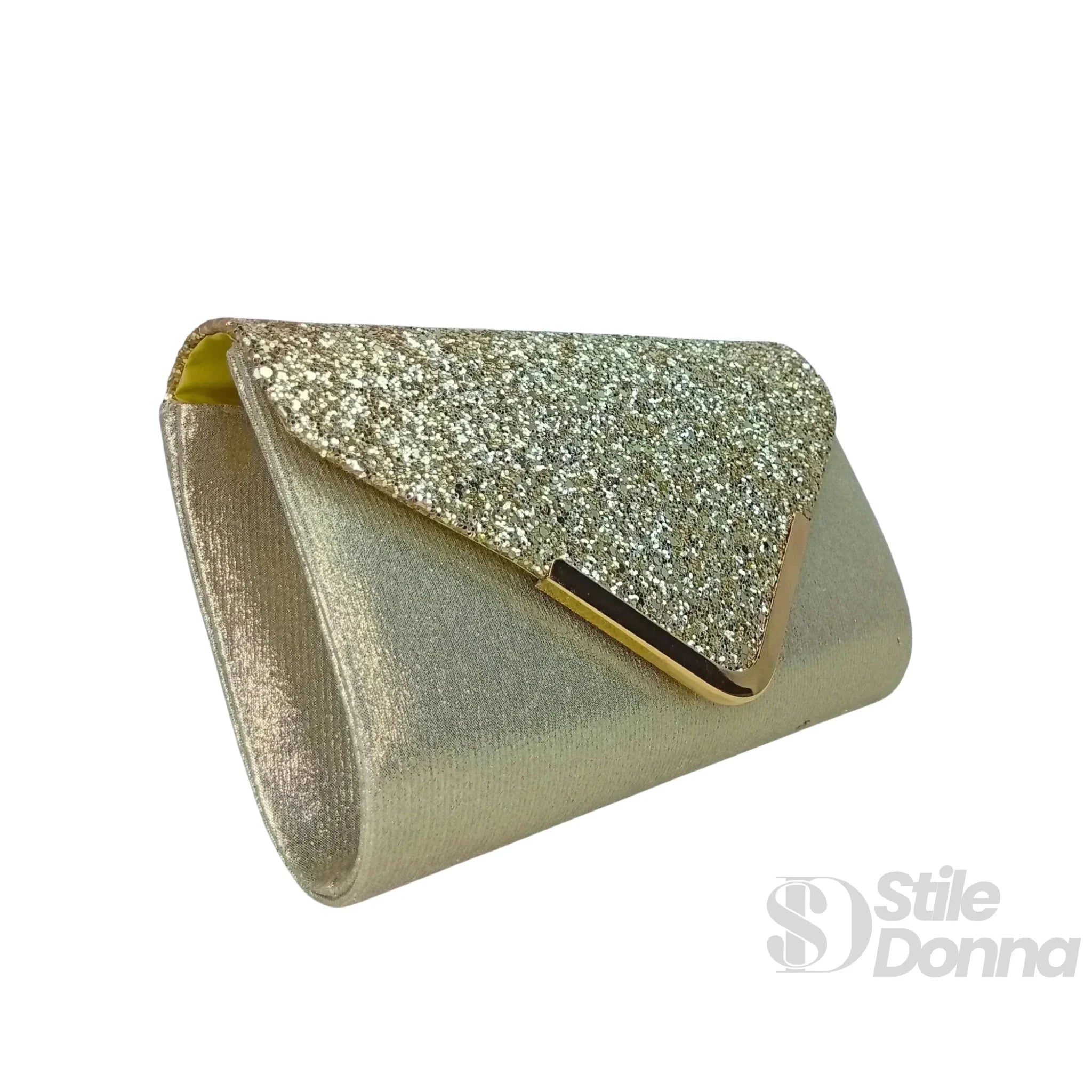Clutch Busta Argentata da Sera in Strass e Microfibra - Stile Donna Bags