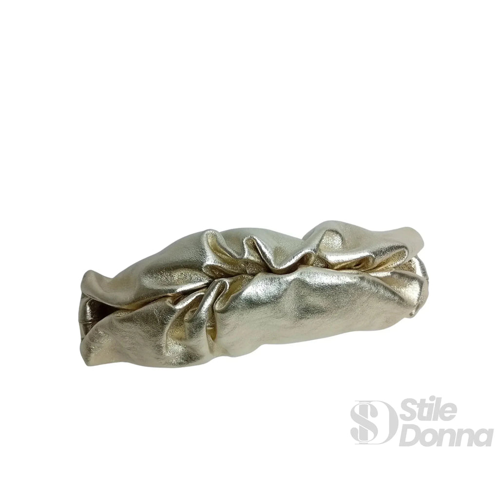 Clutch Metallizzata in Vera Pelle con Catena Dorata per Serate - Stile Donna Bags