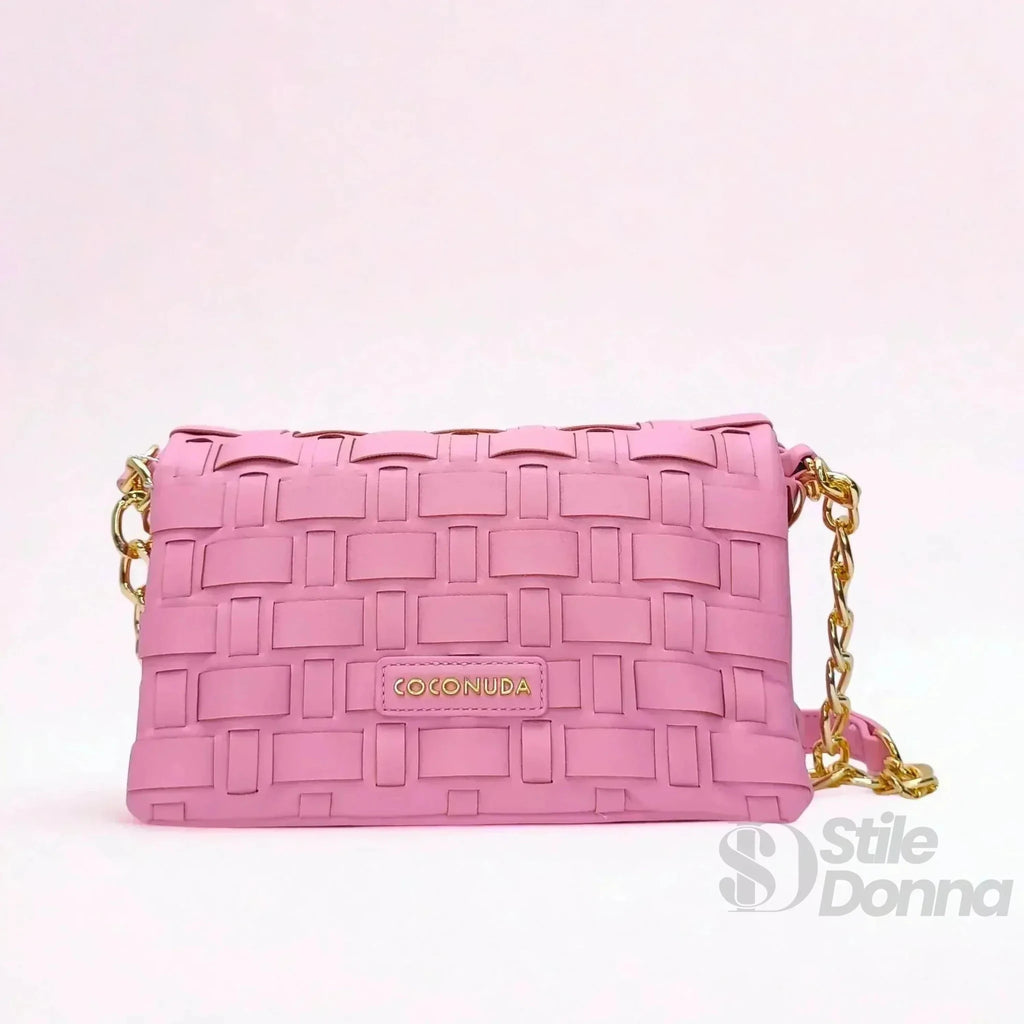 Coconuda Borsa Intrecciata Argento a Tracolla in Ecopelle con Dettagli Dorati - Stile Donna Bags