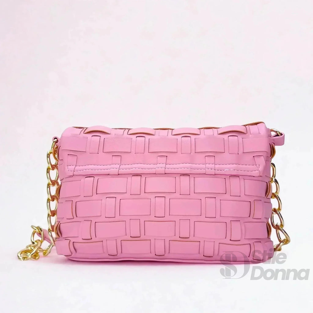 Coconuda Borsa Intrecciata Argento a Tracolla in Ecopelle con Dettagli Dorati - Stile Donna Bags