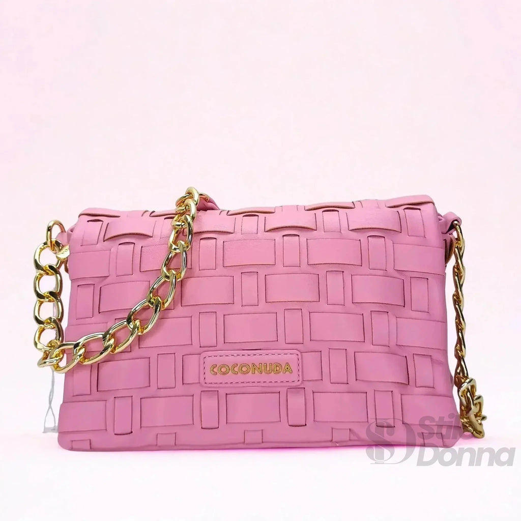 Coconuda Borsa Intrecciata Argento a Tracolla in Ecopelle con Dettagli Dorati - Stile Donna Bags