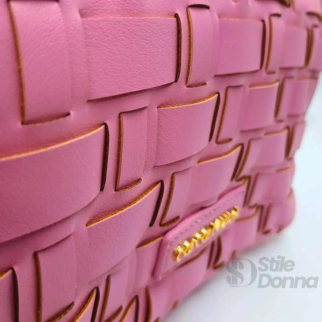 Coconuda Borsa Intrecciata Argento a Tracolla in Ecopelle con Dettagli Dorati - Stile Donna Bags