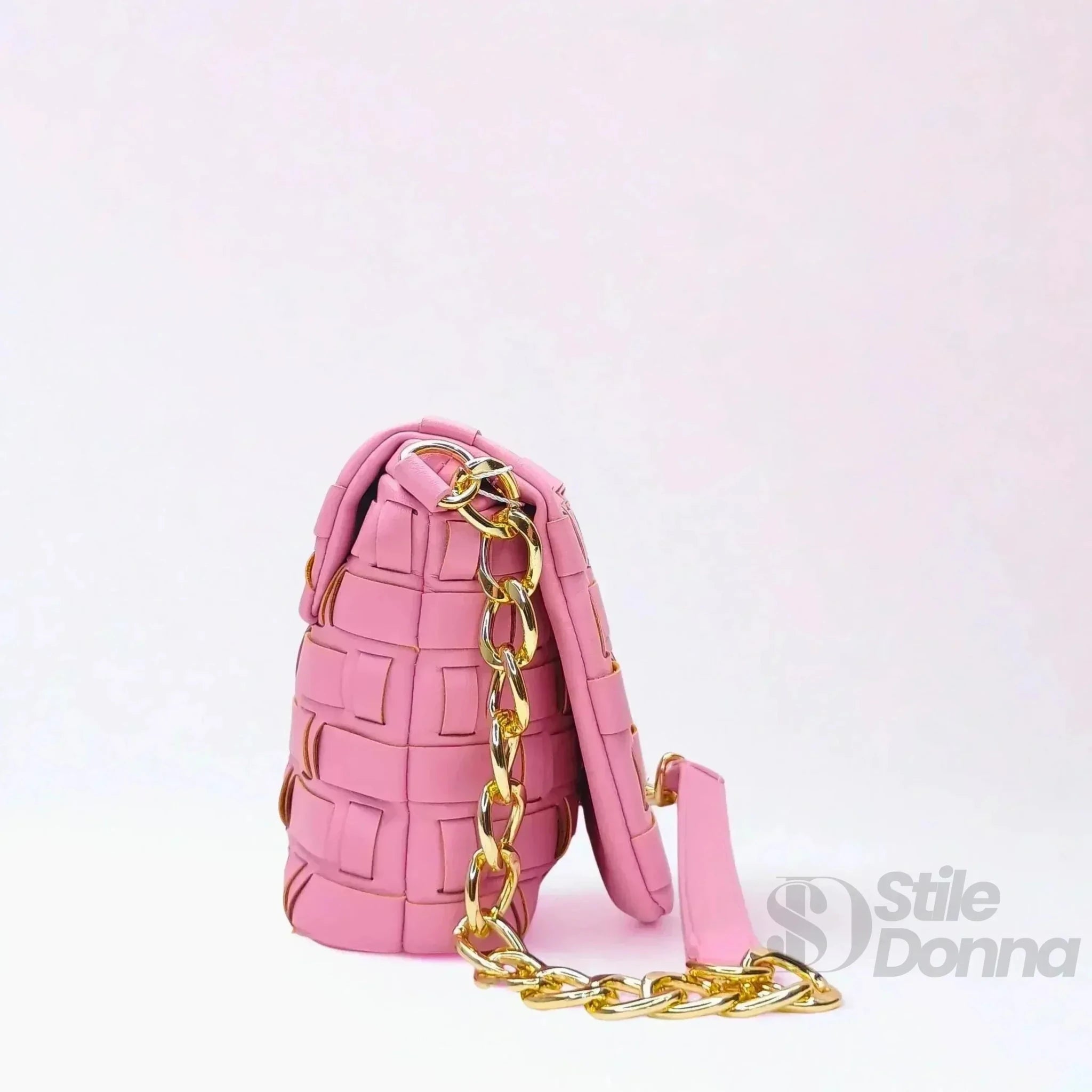 Coconuda Borsa Intrecciata Argento a Tracolla in Ecopelle con Dettagli Dorati - Stile Donna Bags